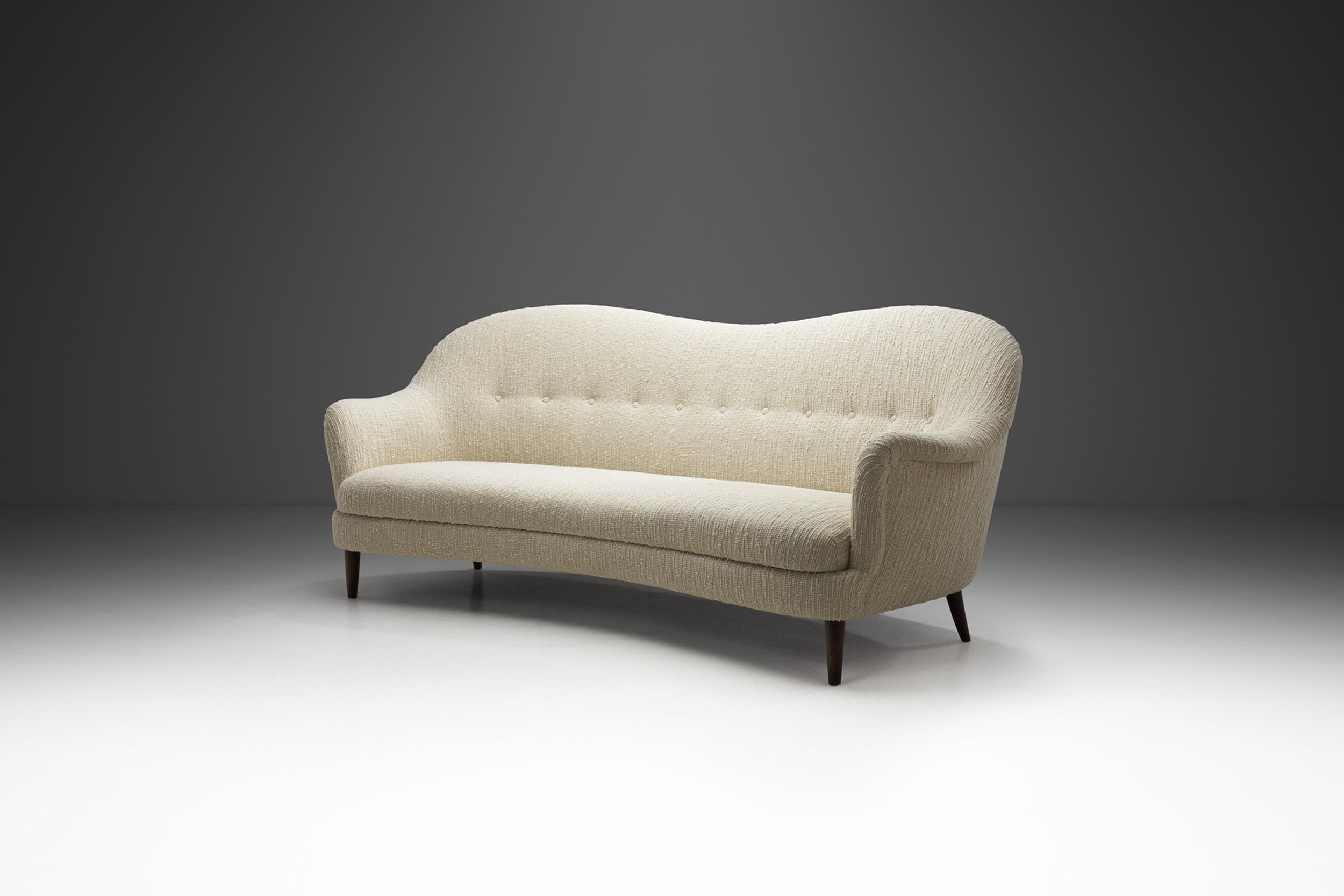 Italian Mid-Century Modern Sofa with Stained Wood Legs, Italy ca 1950s