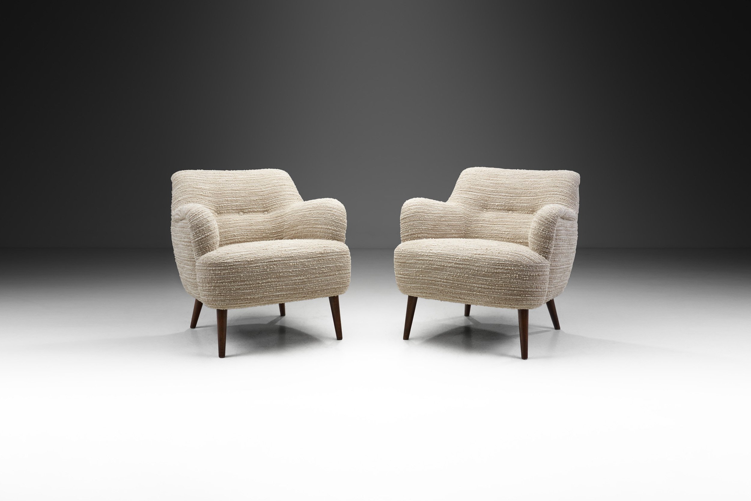 European Mid-Century Modern Armchairs in Bouclé, Europe ca 1950s