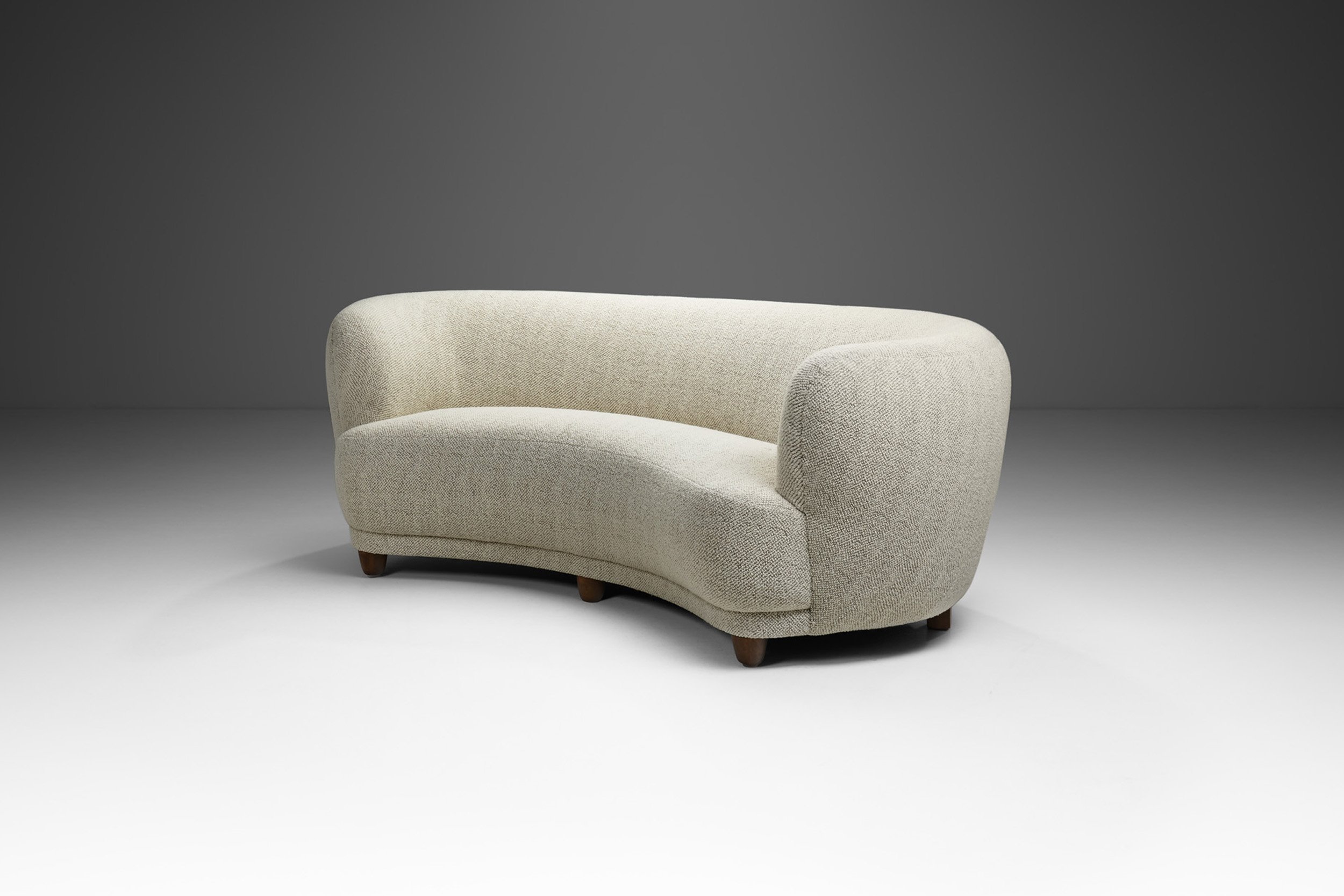 Danish Cabinetmaker Three-Seater Sofa with Stained Wood Legs, Denmark 1940s (sold)