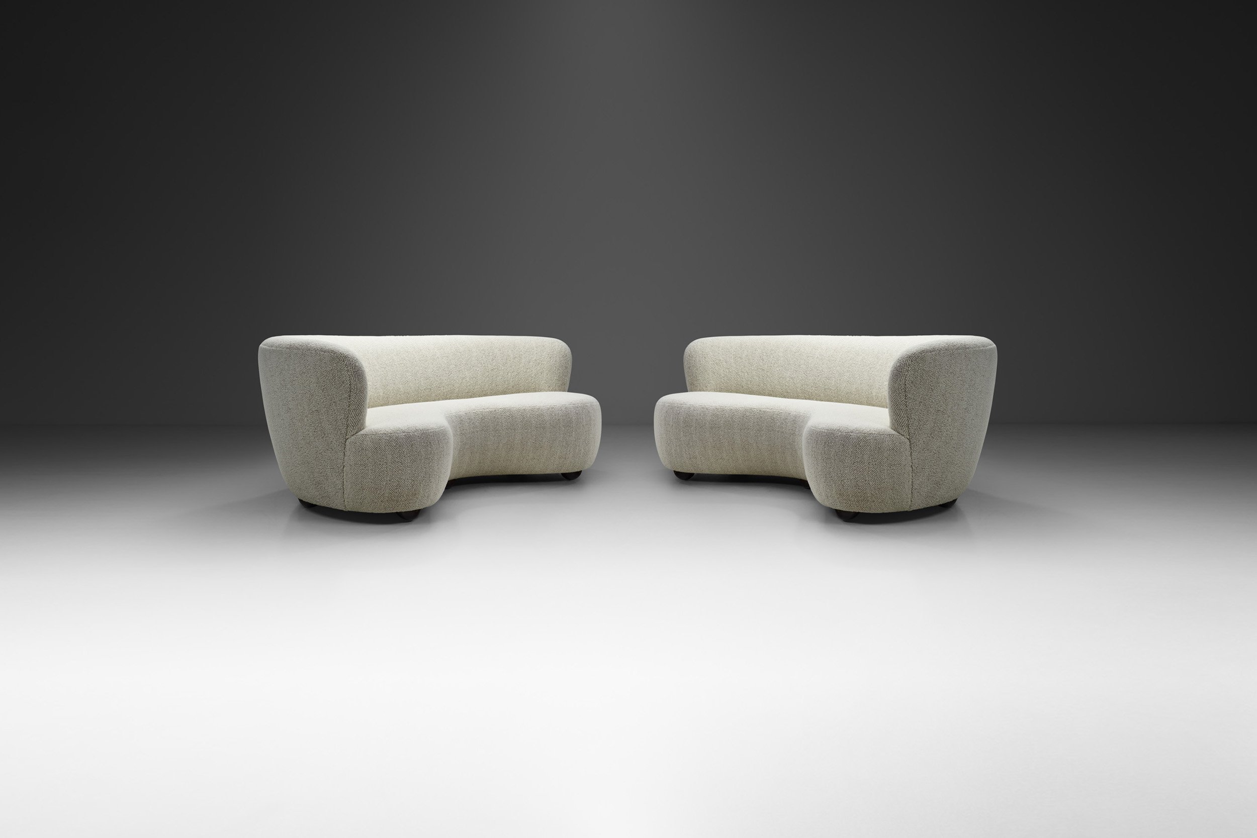Upholstered Danish Cabinetmaker Banana Sofas, Denmark 1940s (sold)