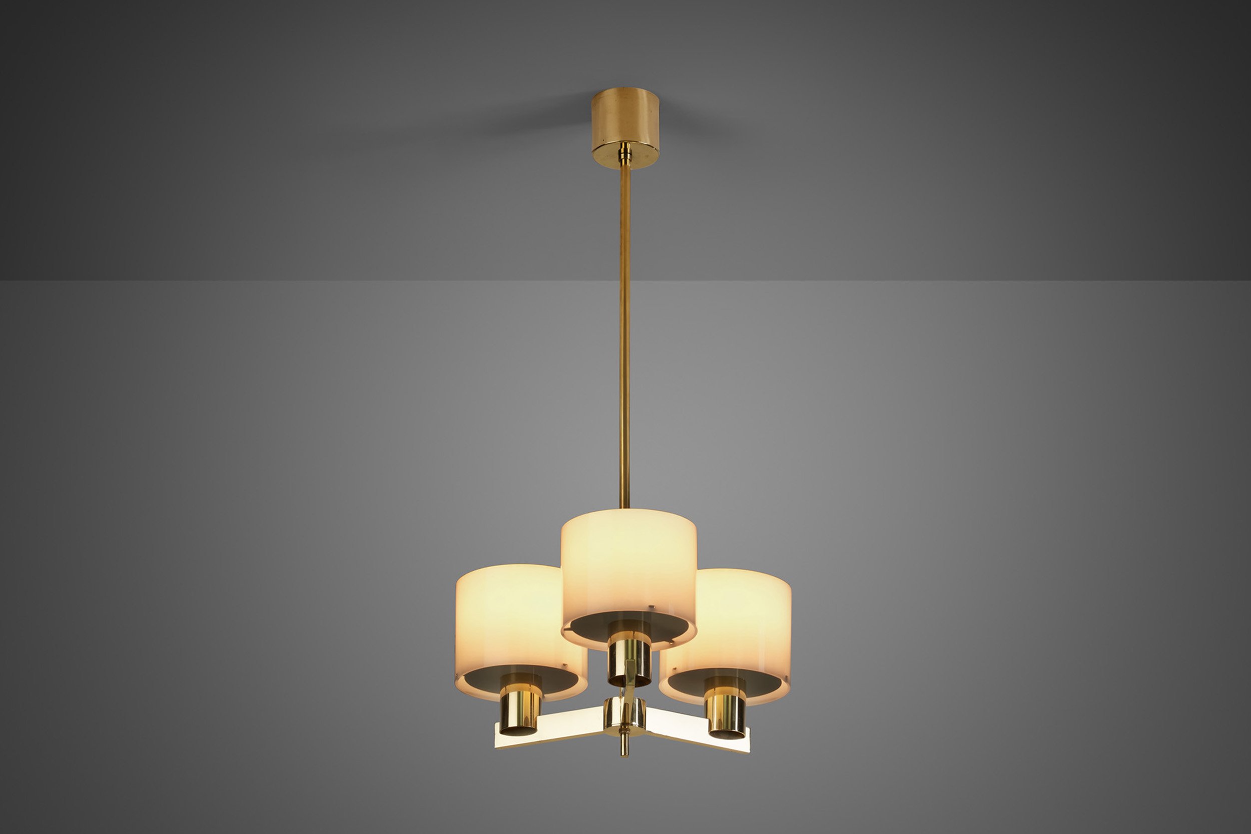 Hans-Agne Jakobsson Brass Chandelier for AB Markaryd, Sweden 1950s (sold)