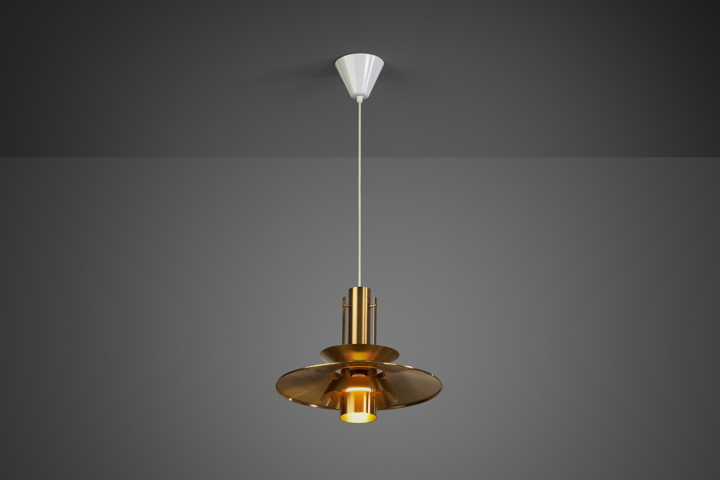 Multilayered Danish Brass Pendant Light, Denmark 1960s (sold)