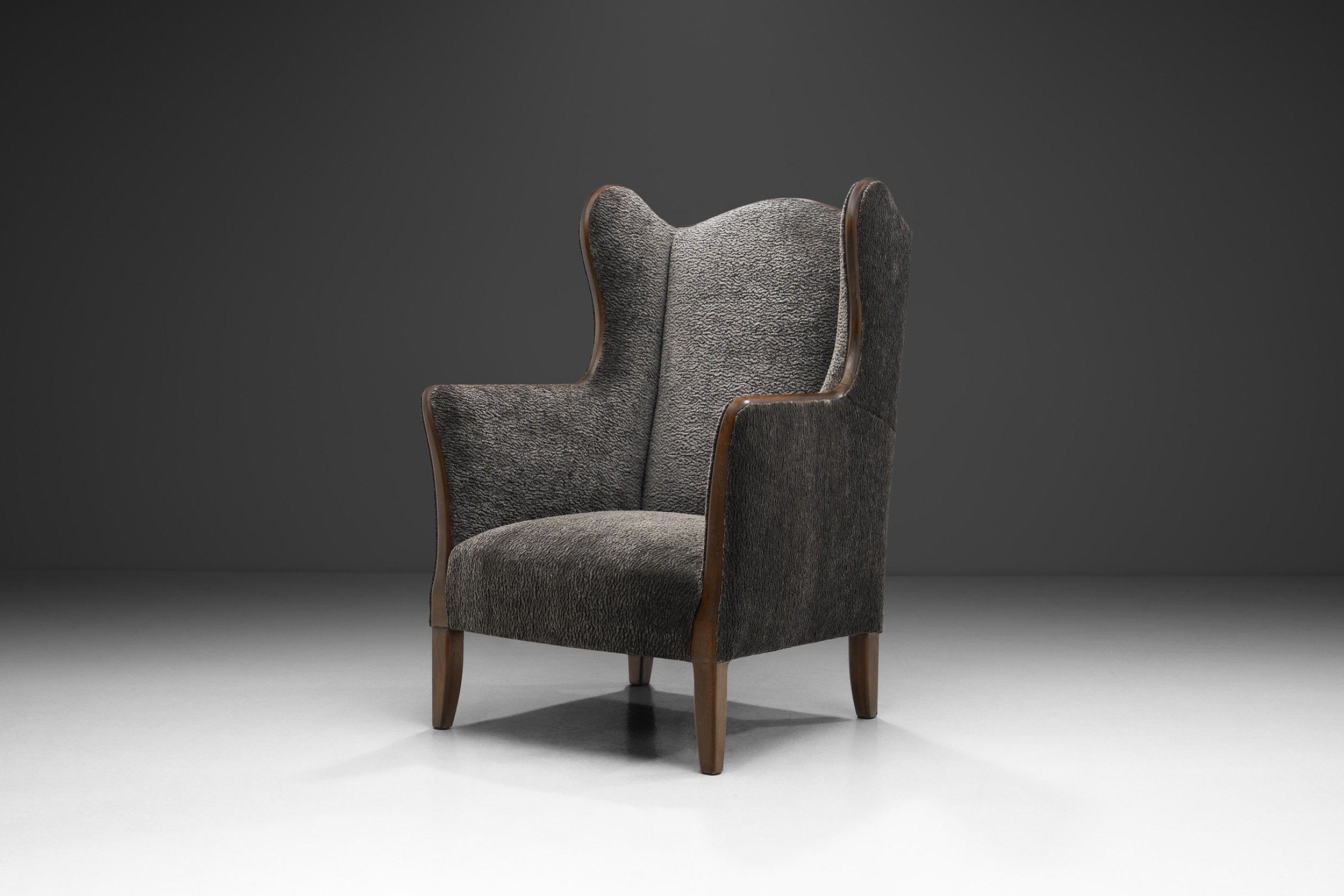 Danish Cabinetmaker Wingback Chair with Beech Frame, Denmark ca 1950s (sold)