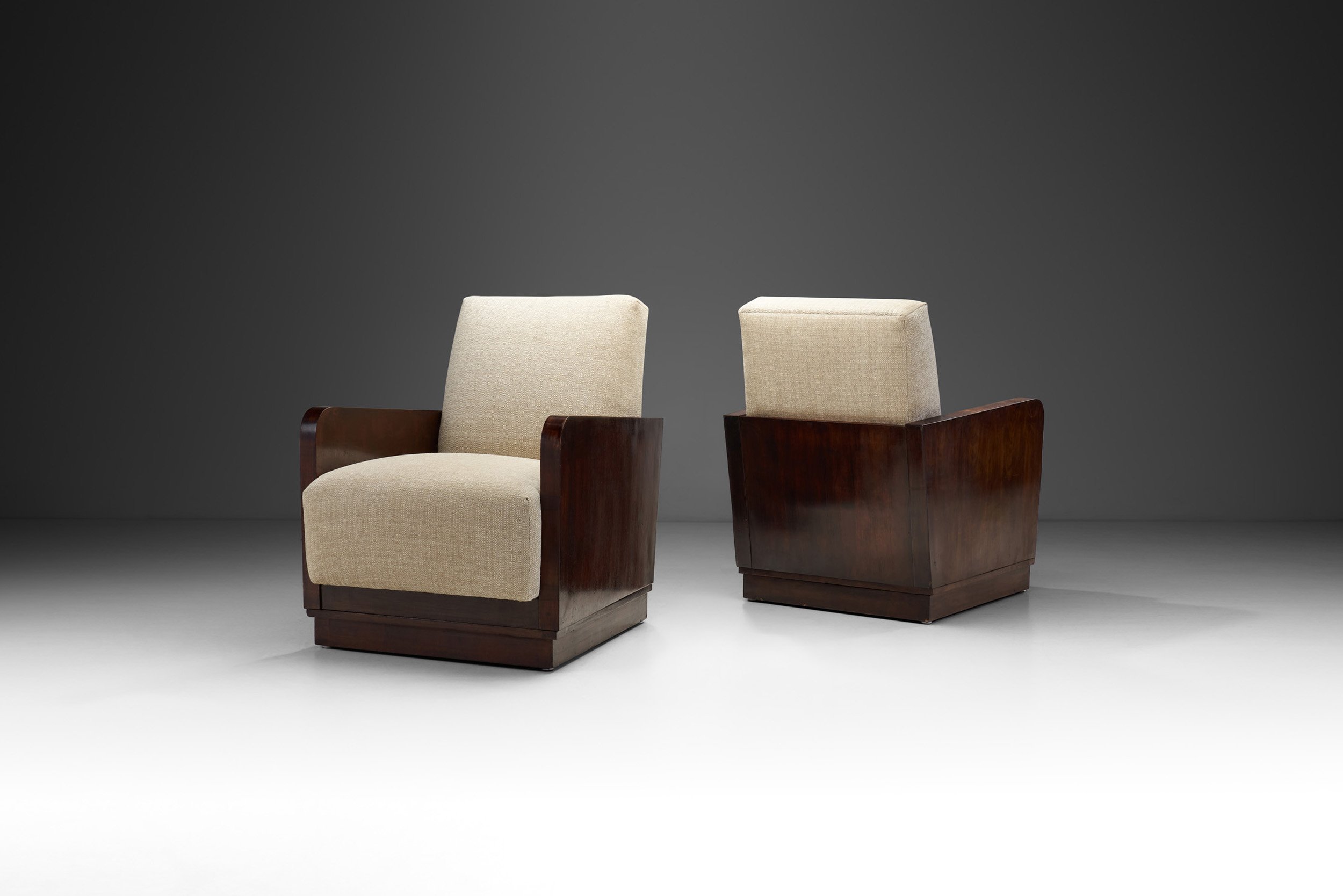 Veneered European Art Deco Easy Chairs, Europe ca 1930s (sold)