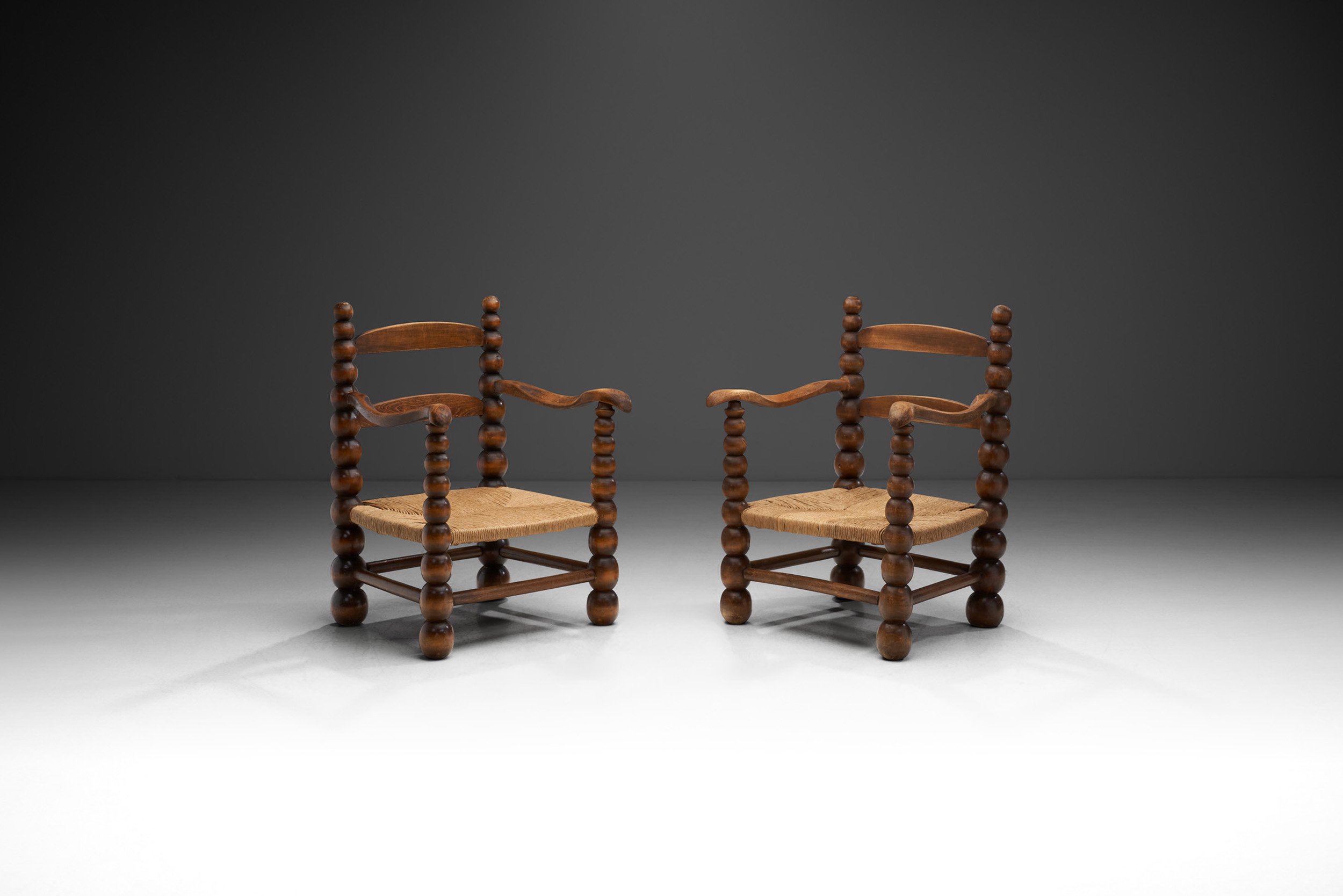 Turned French Low Chairs, France 1960s (sold)