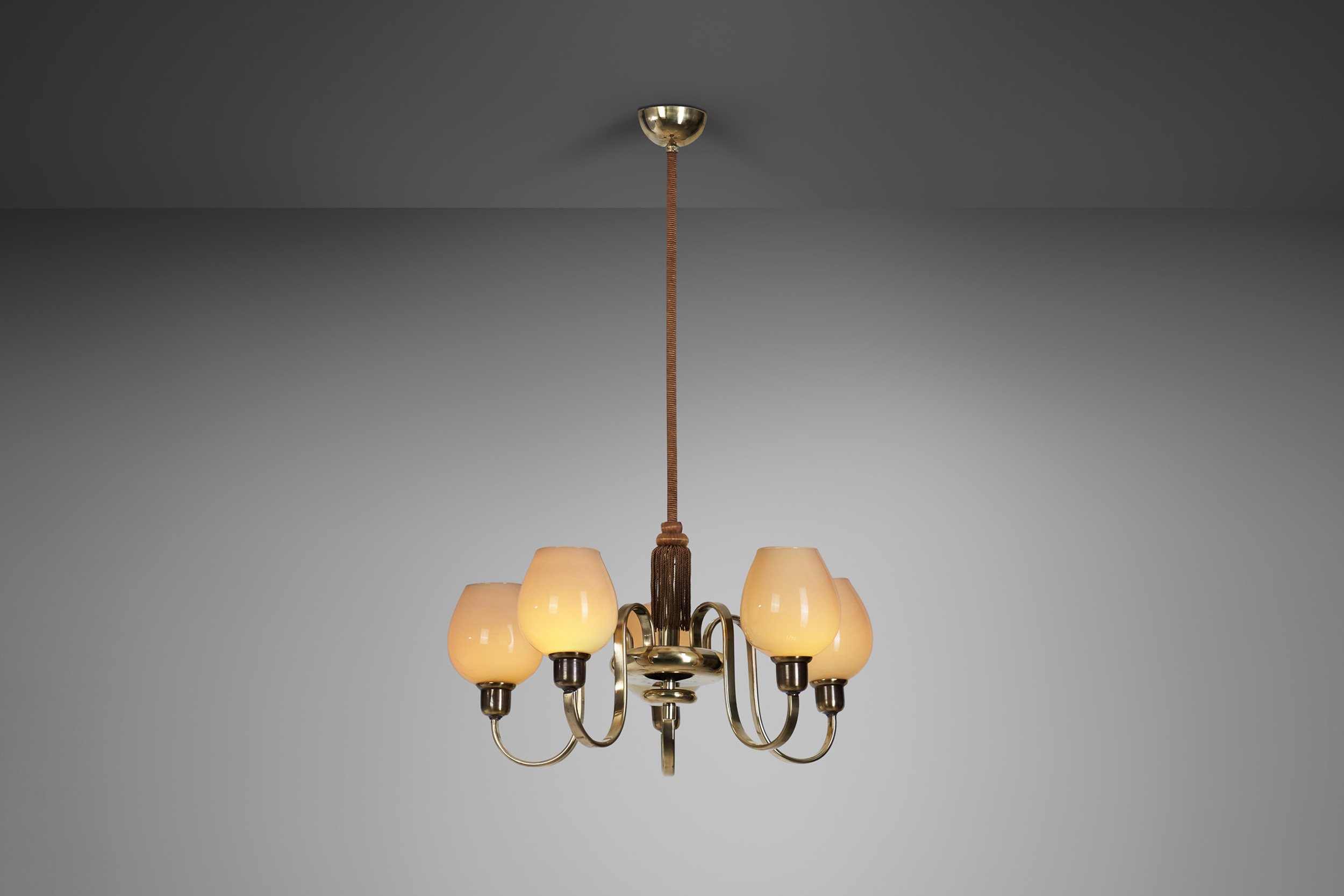 Paavo Tynell Brass Chandelier for Oy Taito AB, Finland 1930s (sold)