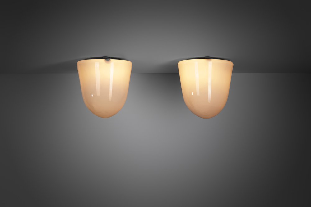 grube Bære Registrering Paavo Tynell "80112-25" Milk Glass Ceiling Lights for Idman Oy, Finland  1950s (sold) — H. Gallery