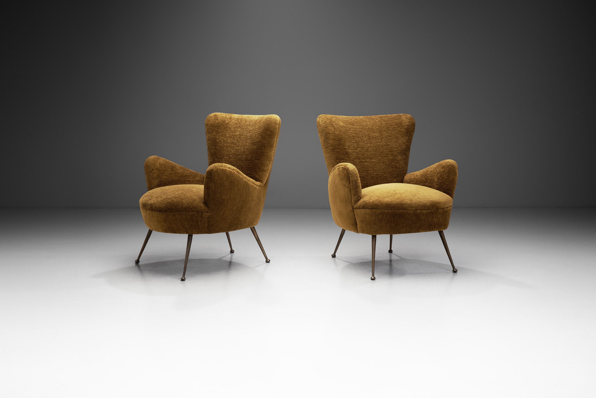 Italian Modern Armchairs with Brass Legs, Italy 1960s (sold)