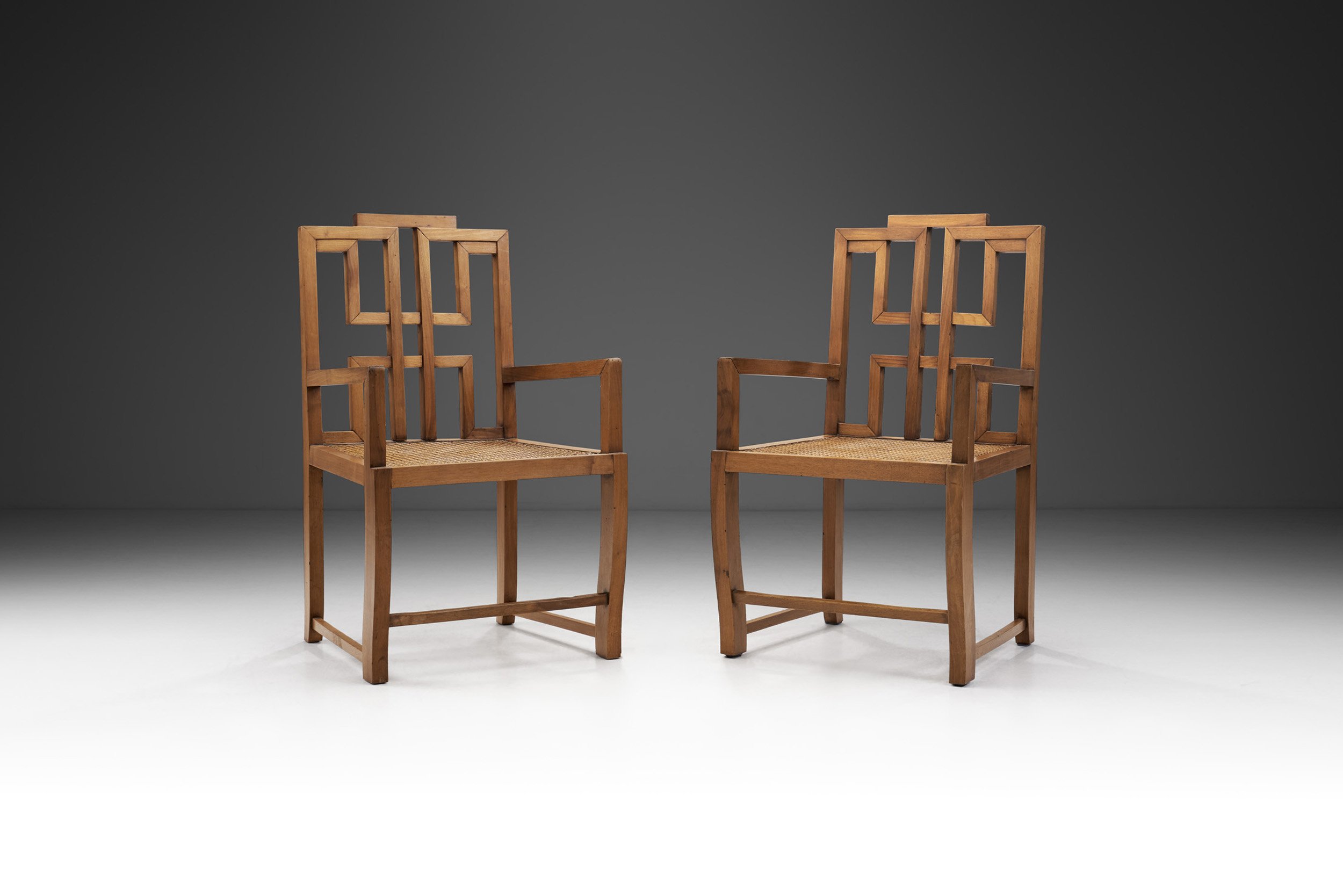Late 20th Century Anglo-Chinese Chairs with Caned Seats, Europe 1980s