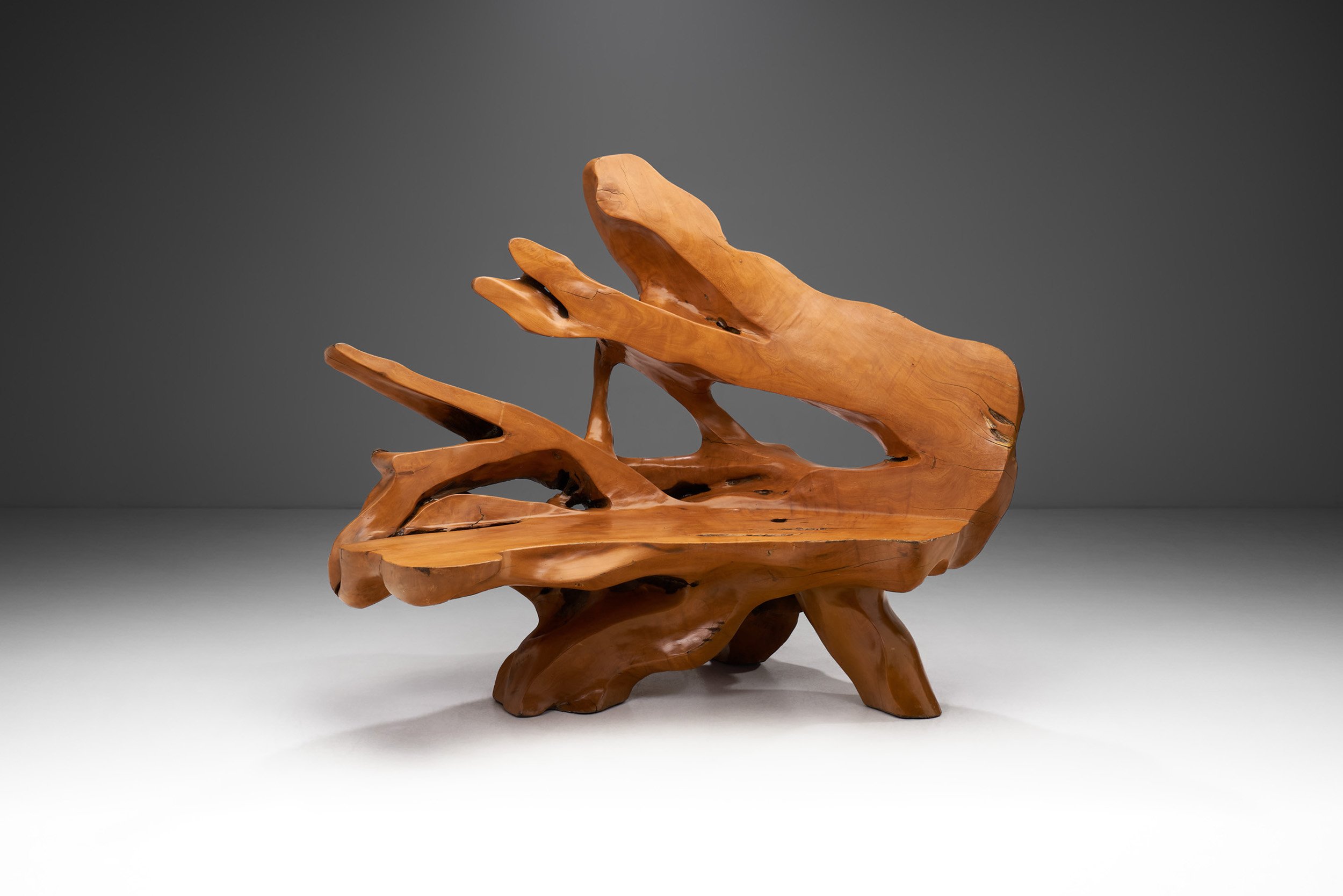Handcrafted Teak Root Bench, Europe late 20th century