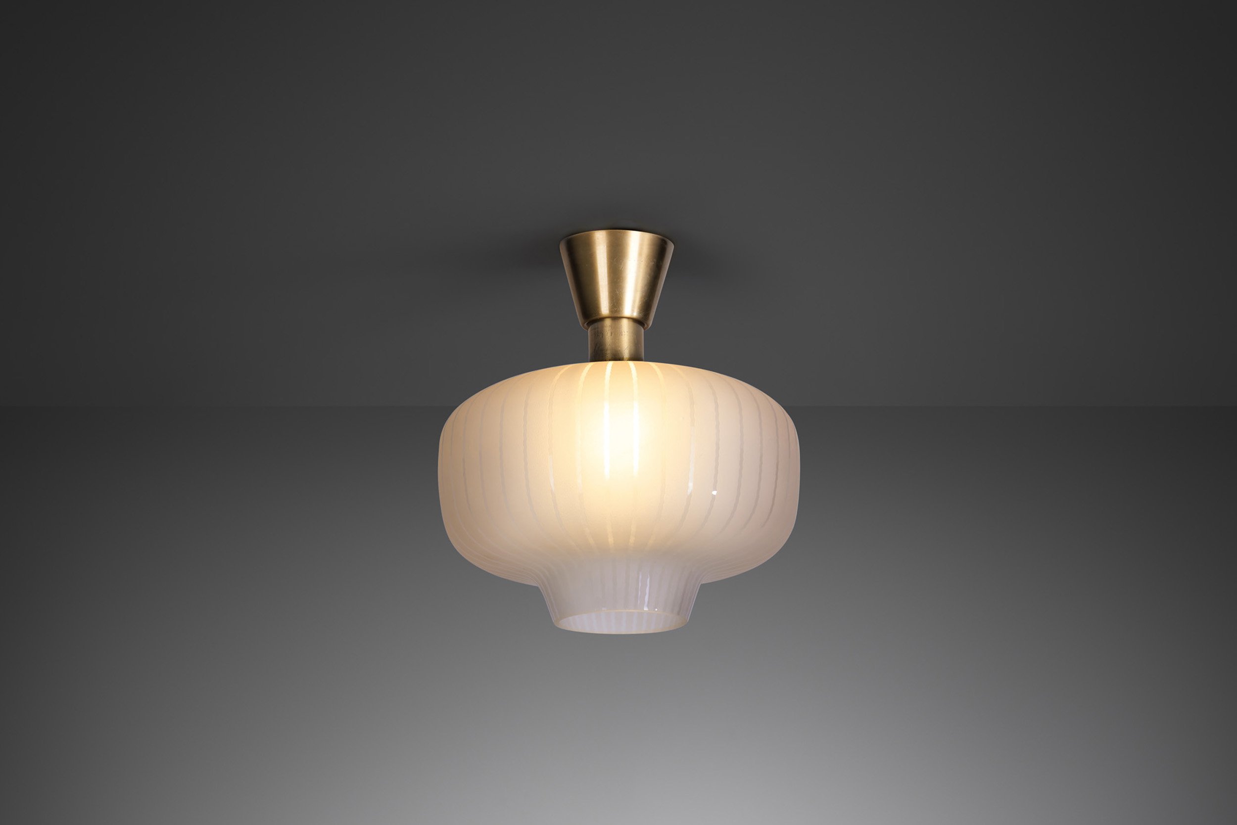 Böhlmarks Glass and Brass Swedish Modern Ceiling Light, Sweden 1940s (sold)