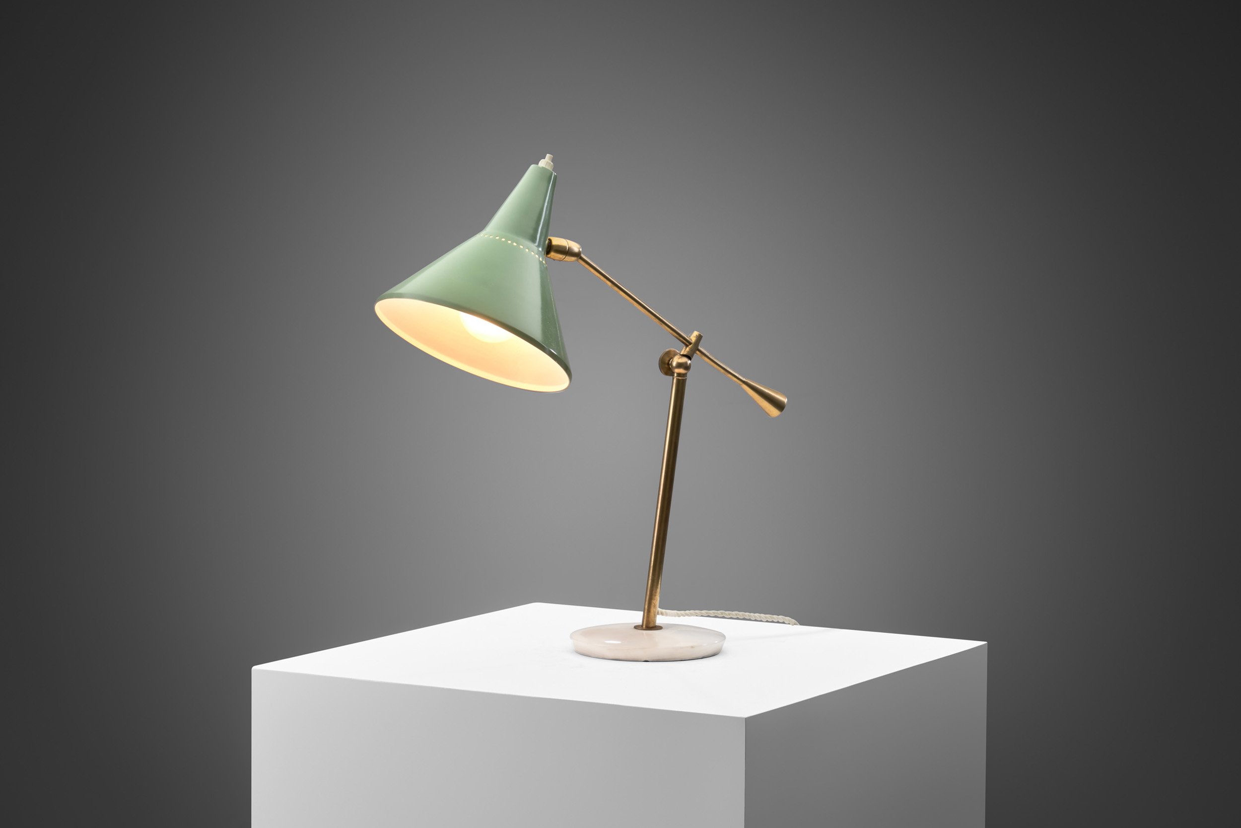 Stilnovo Adjustable Brass Table Lamp with Marble Base, Italy 1950s (sold)