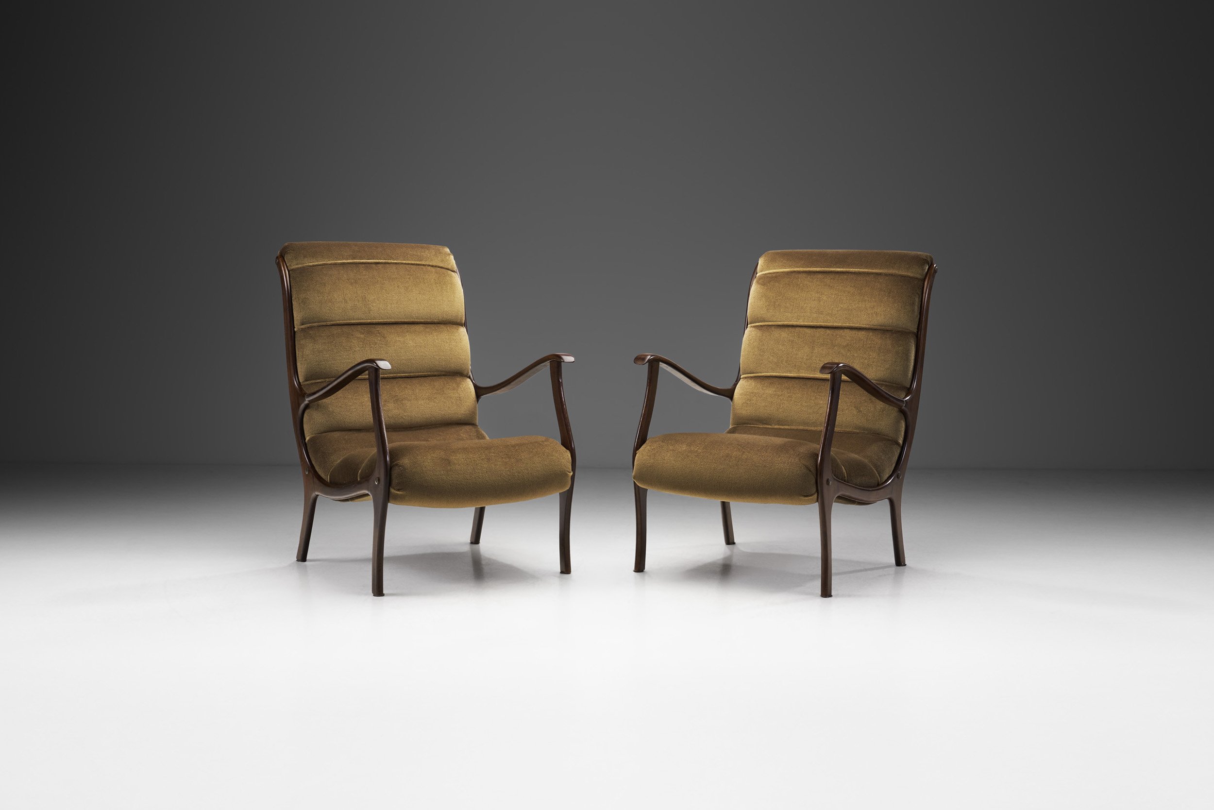 Ezio Longhi Pair of Ribbed-Back Lounge Chairs for ELAM, Italy 1960s (sold)