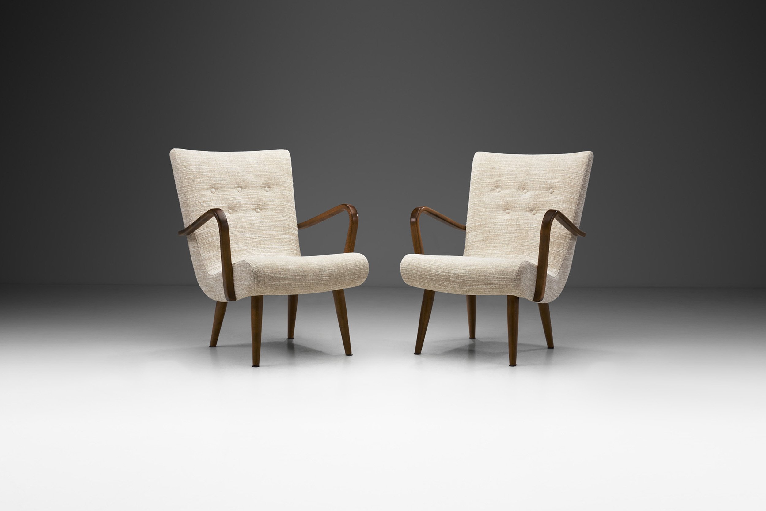 Carl Gustaf Hiort Af Ornäs "Mikki" Armchairs for Puunveisto Oy Träsnideri Ab, Finland 1940s