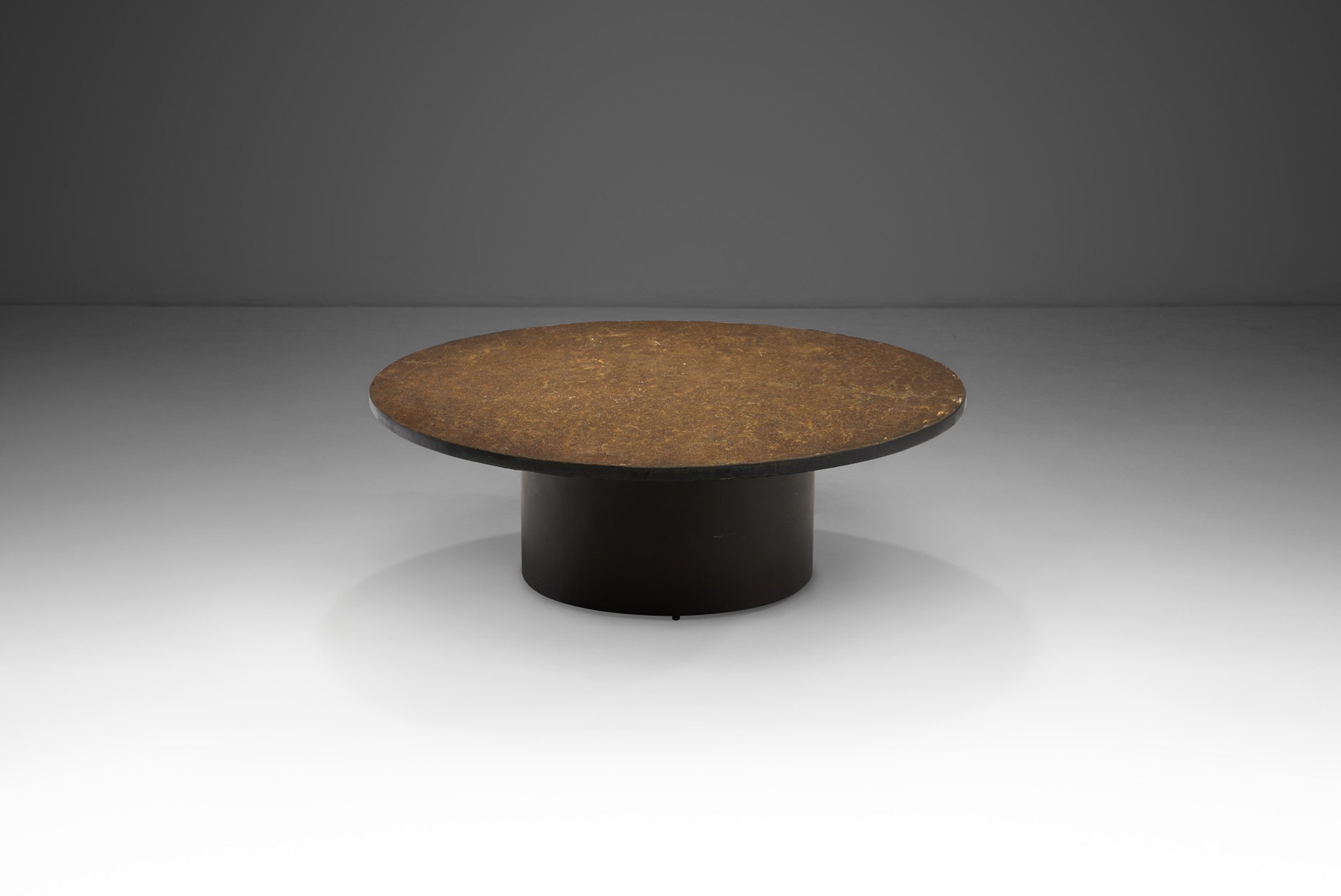 Stone and Iron Pedestal Coffee Table, Europe ca 1950s (sold)