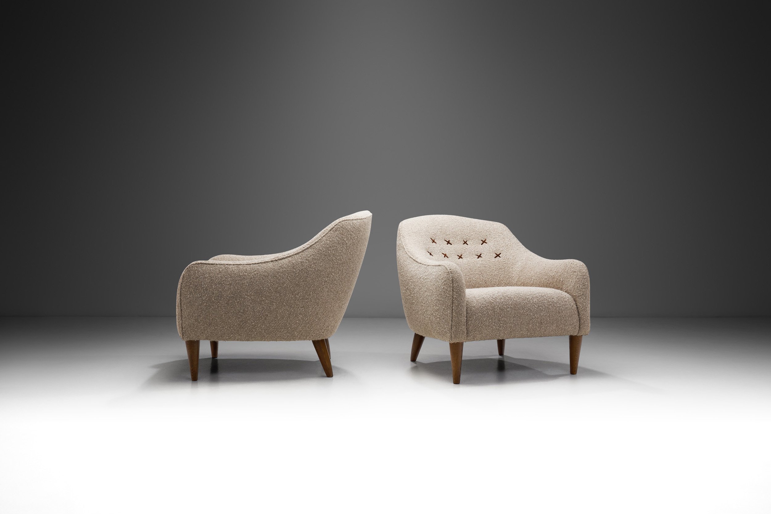 European Armchairs Upholstered in Bouclé Fabric, Europe later 20th century (sold)