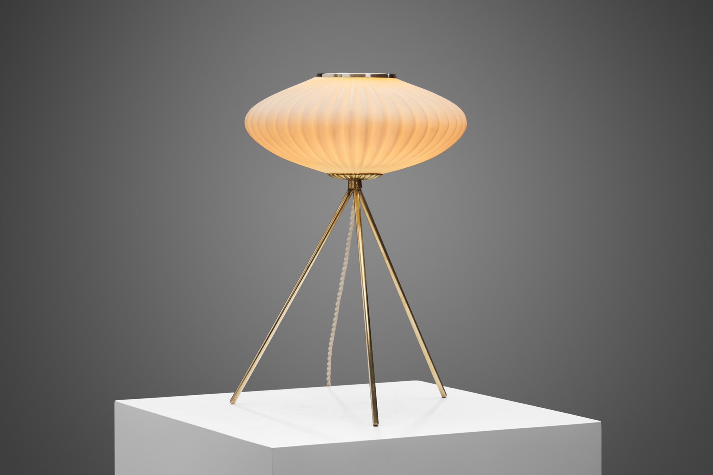 European Modern Tripod Table Lamp with Opal Glass Shade, Europe 1960s