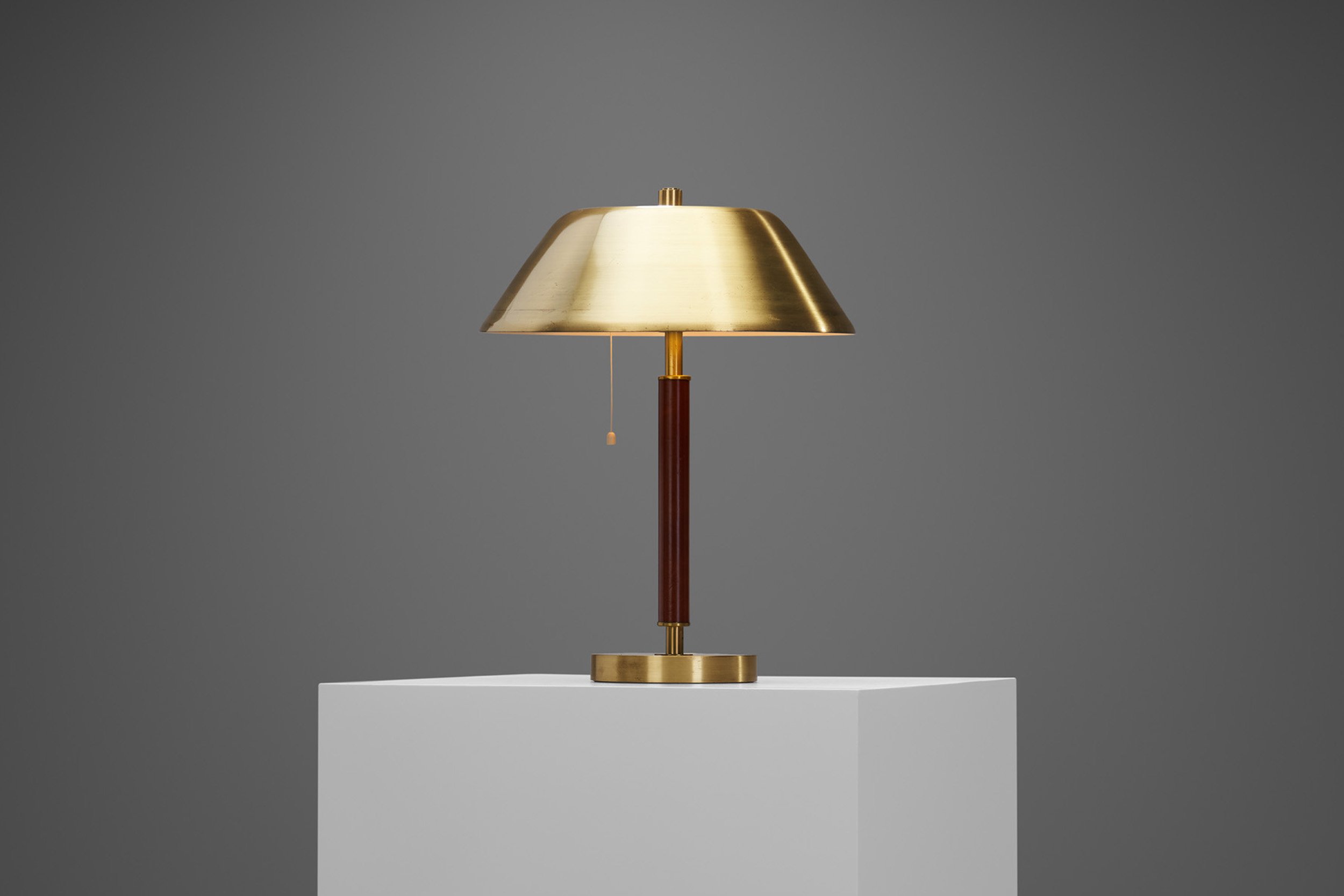 Brass and Leather Table lamp by Falkenbergs Belysning, Sweden 1960s