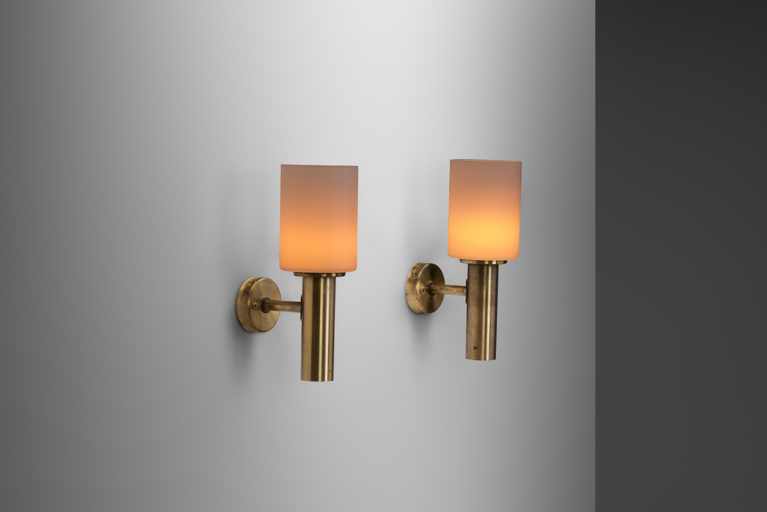 Danish Brass Torch Wall Sconces, Denmark ca 1960s (sold)