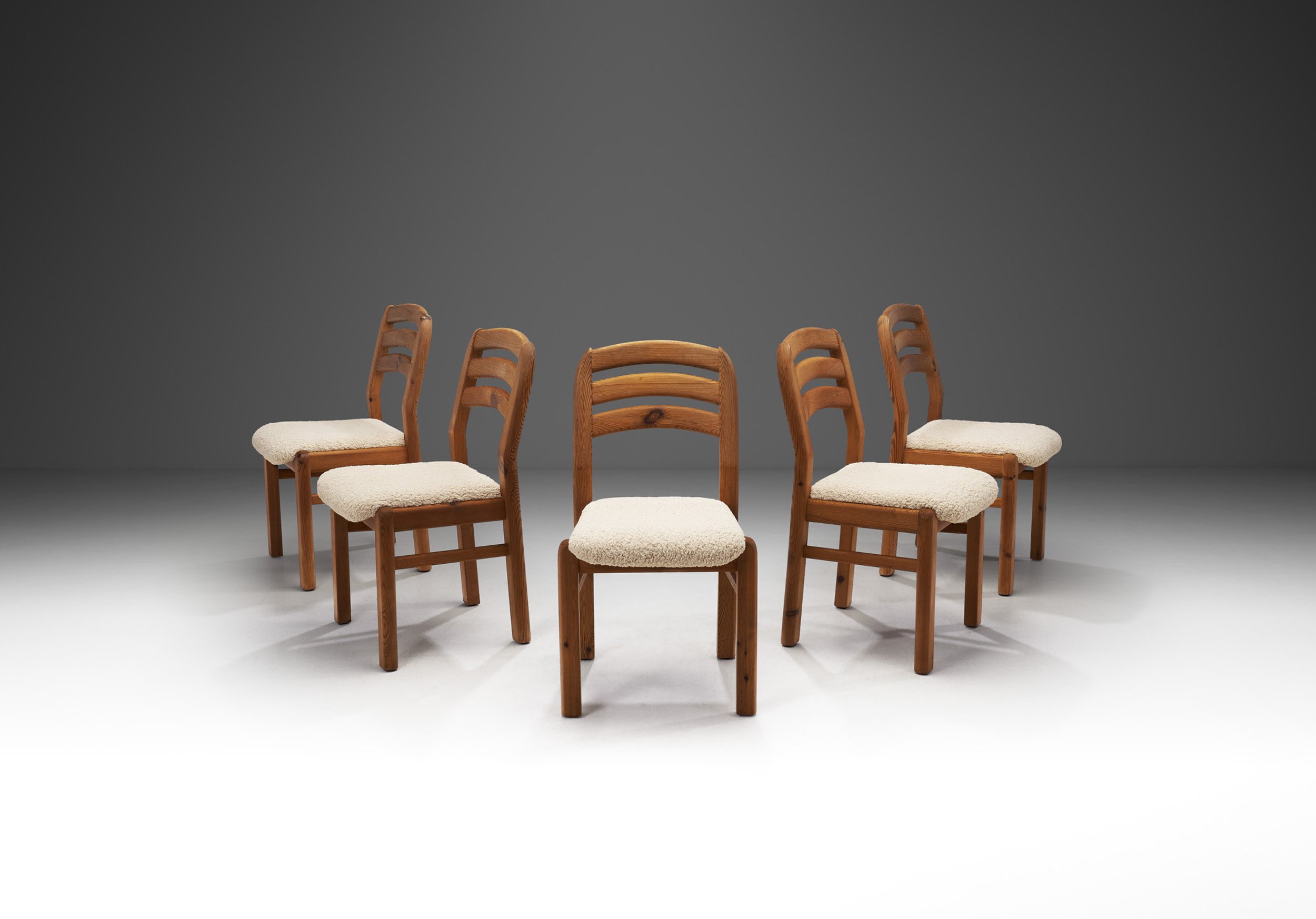 Scandinavian Pine Dining Chairs with Upholstered Seats, Scandinavia 1990s