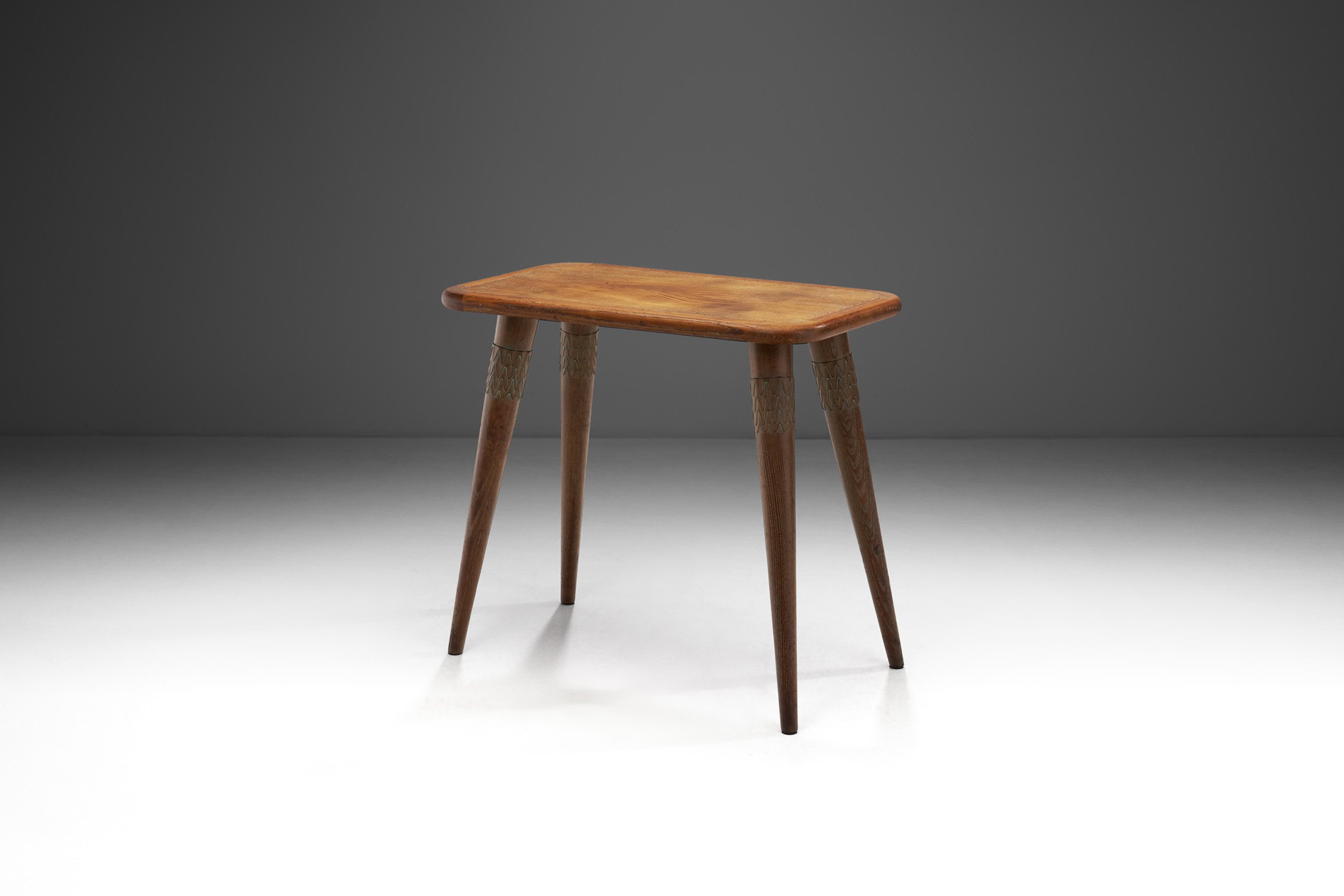 Artisan Wood Side Table with Decorative Carved Legs, Europe 1950s (sold)