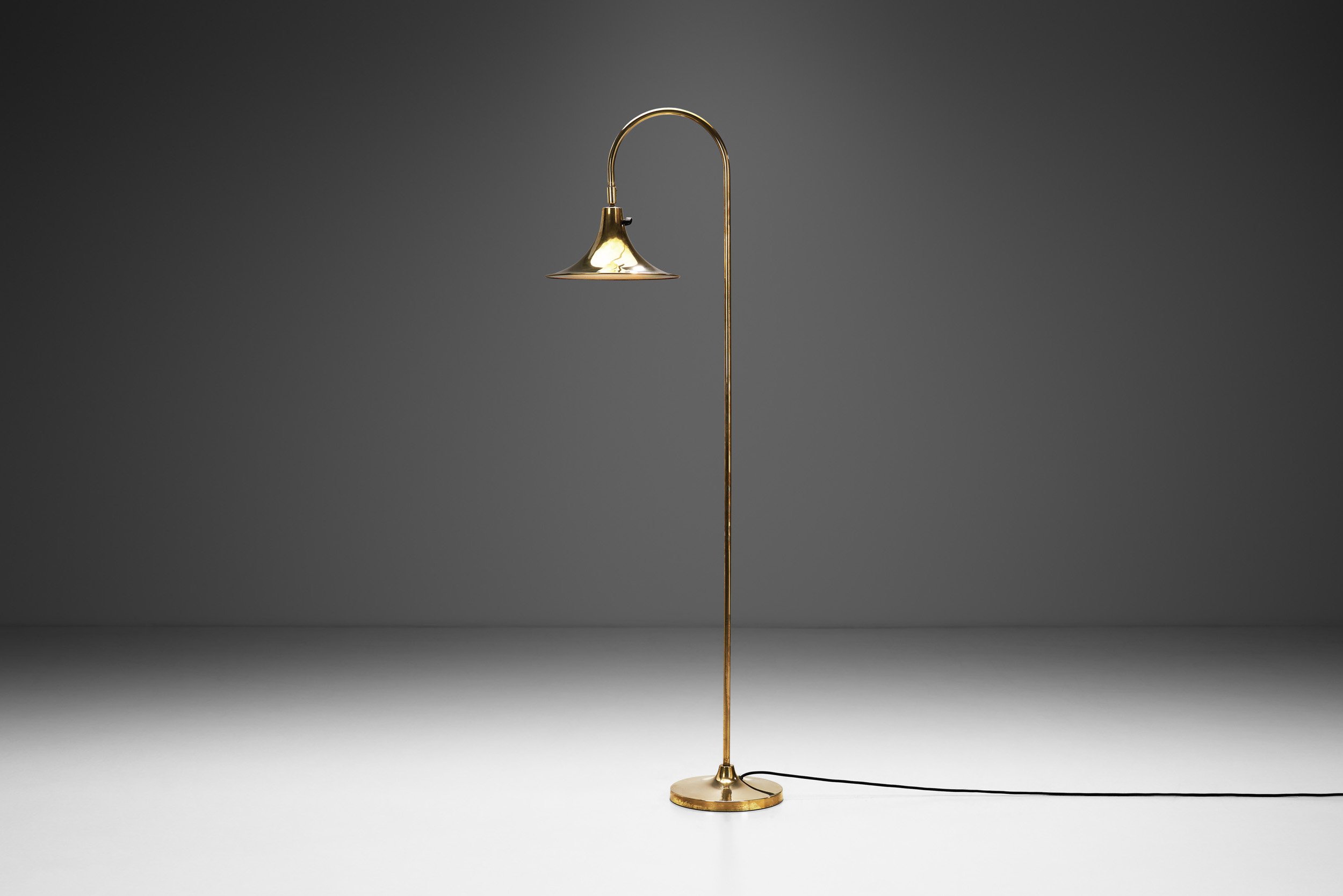 Börje Claes Brass Floor Lamp with Adjustable Shade for Norlett Elit, Sweden 1960s (sold)