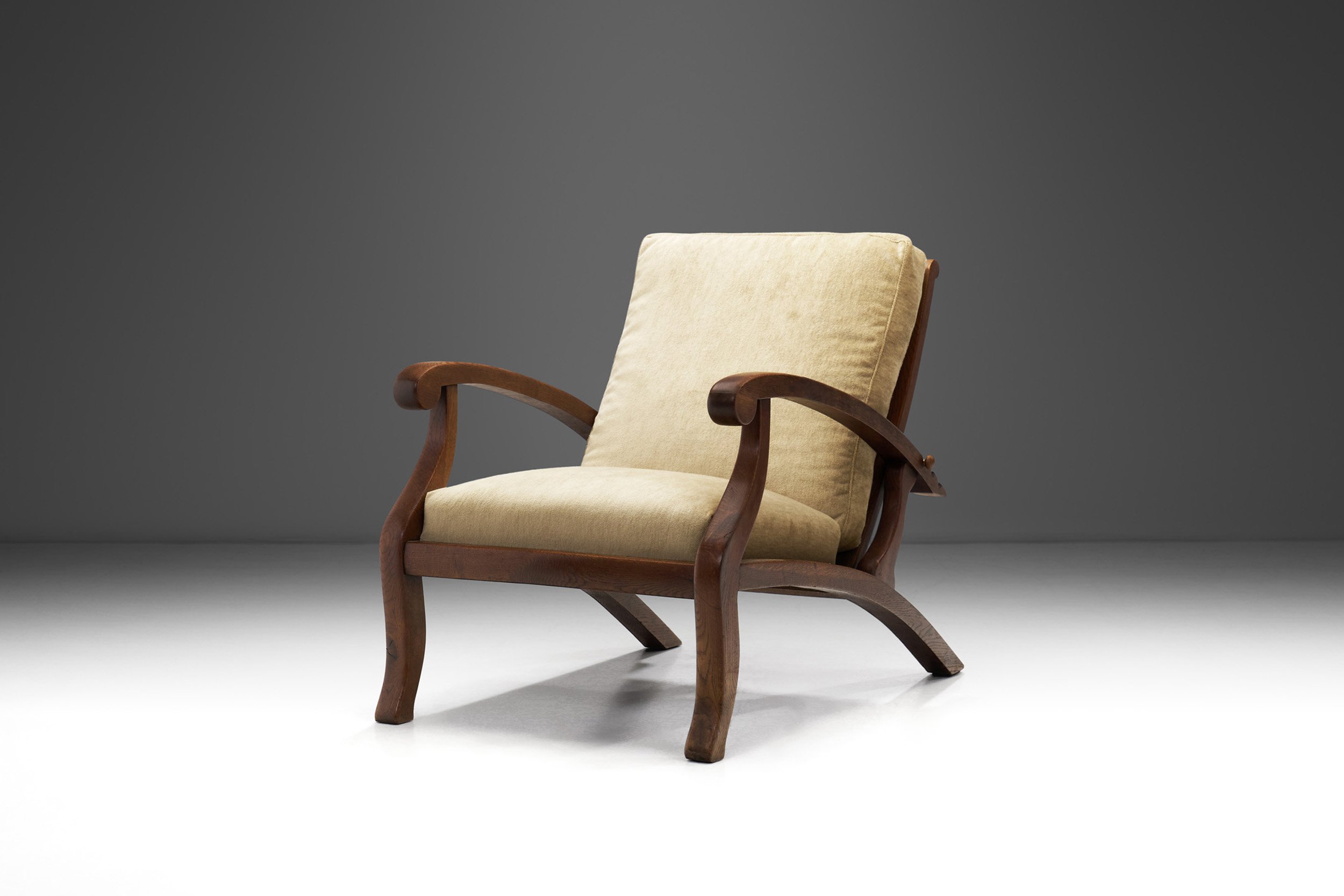 European Oak Deck Chair with Adjustable Backs, Europe ca 1960s