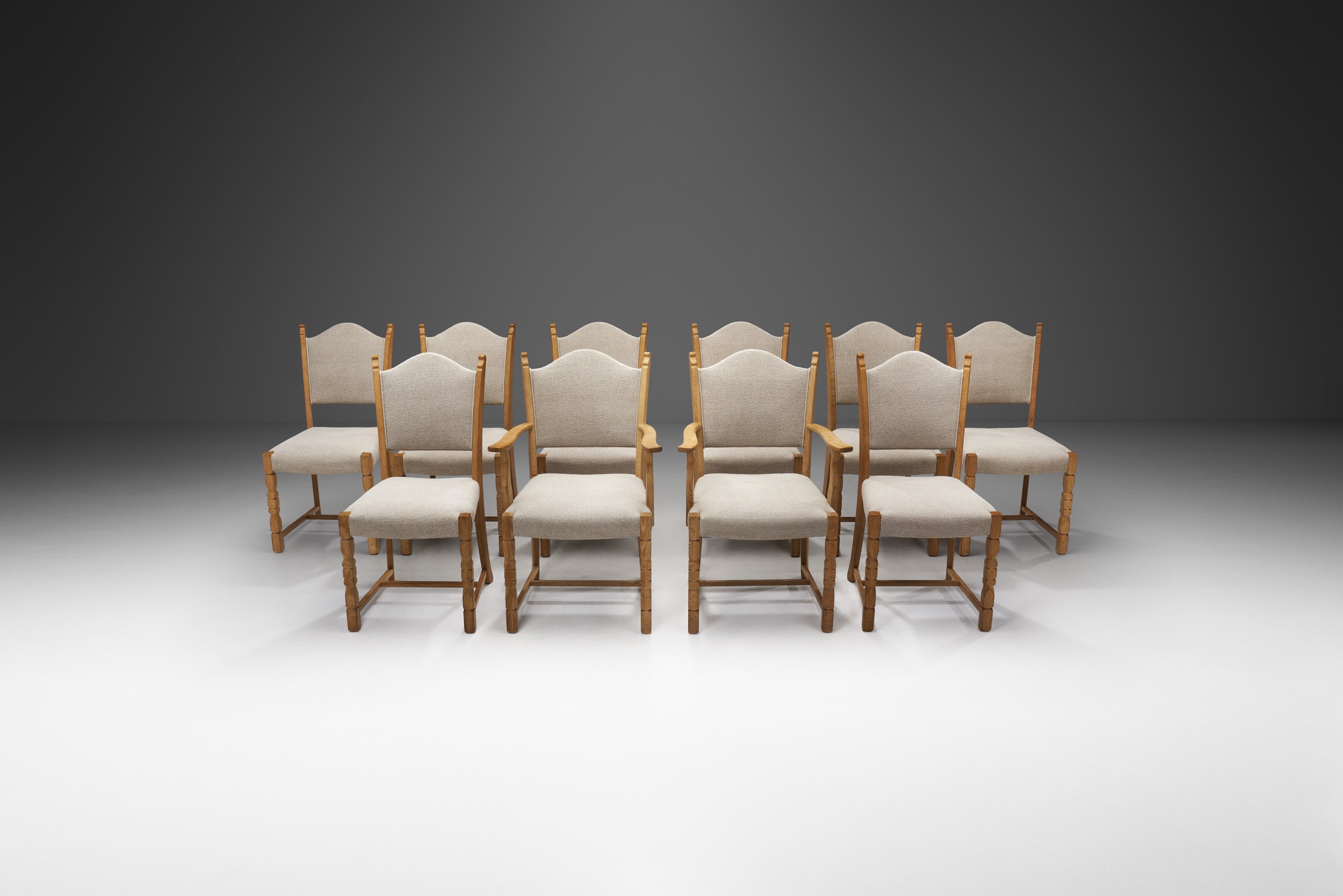 Solid Oak Dining Set in the style of Henning Kjærnulf, Scandinavia ca 1960s (sold)