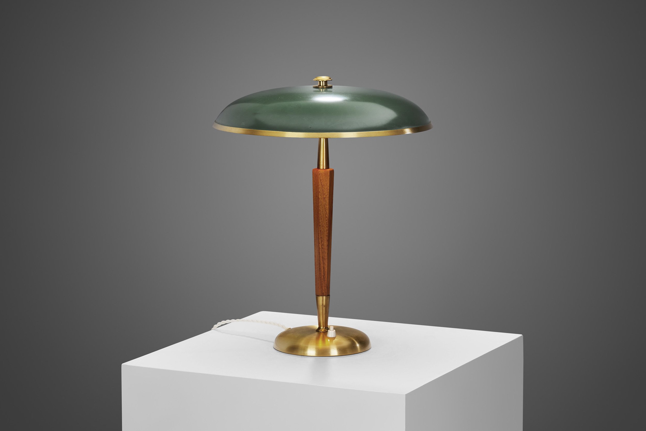 Brass and Wood Model "B8453" Table Lamp by Boréns, Borås, Sweden 1950s (sold)