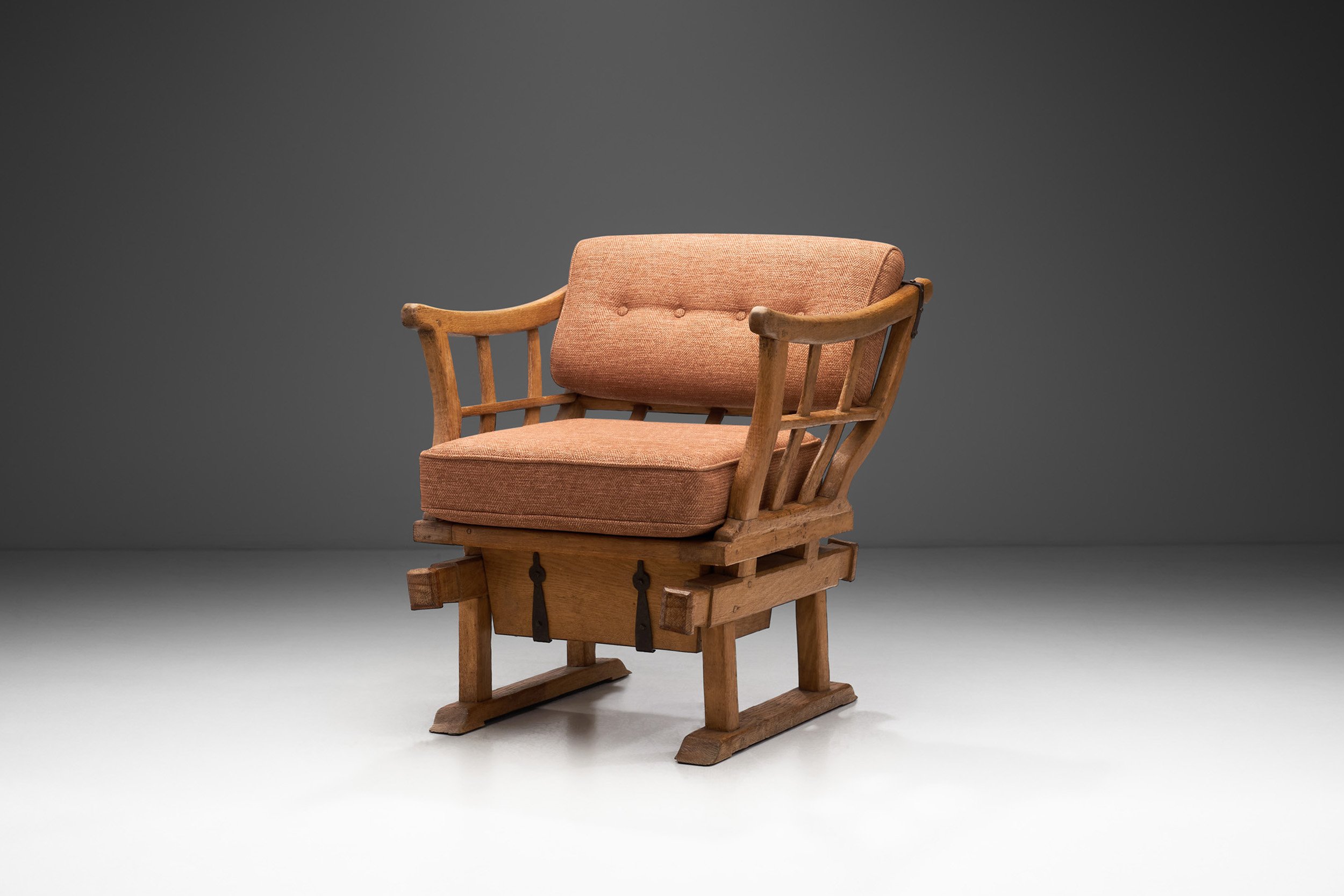 Solid Wood "Money Chair" with Upholstered Cushions, Europe late 19th century