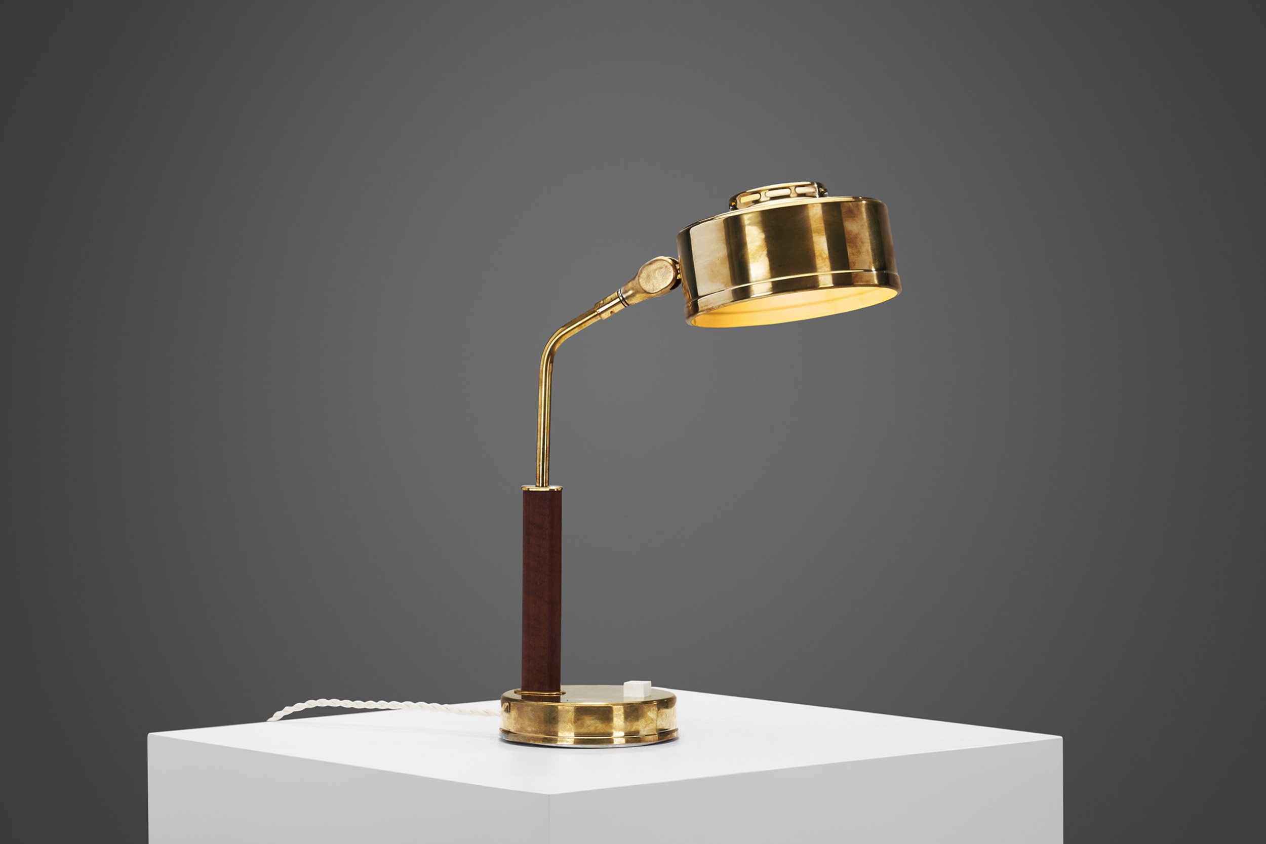 Model "51/M" Brass and Wood Table Lamp by Bröderna Johansson, Sweden 1950s (sold)