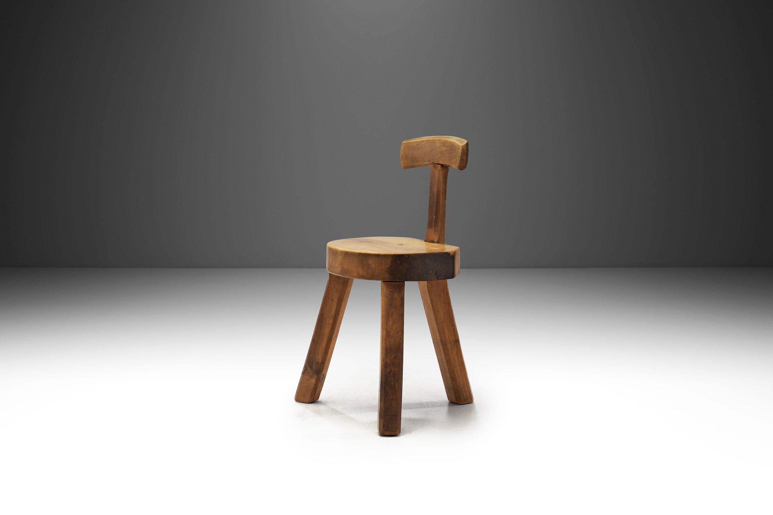 Solid Wood Brutalist Low Chair, France 1960s (sold)