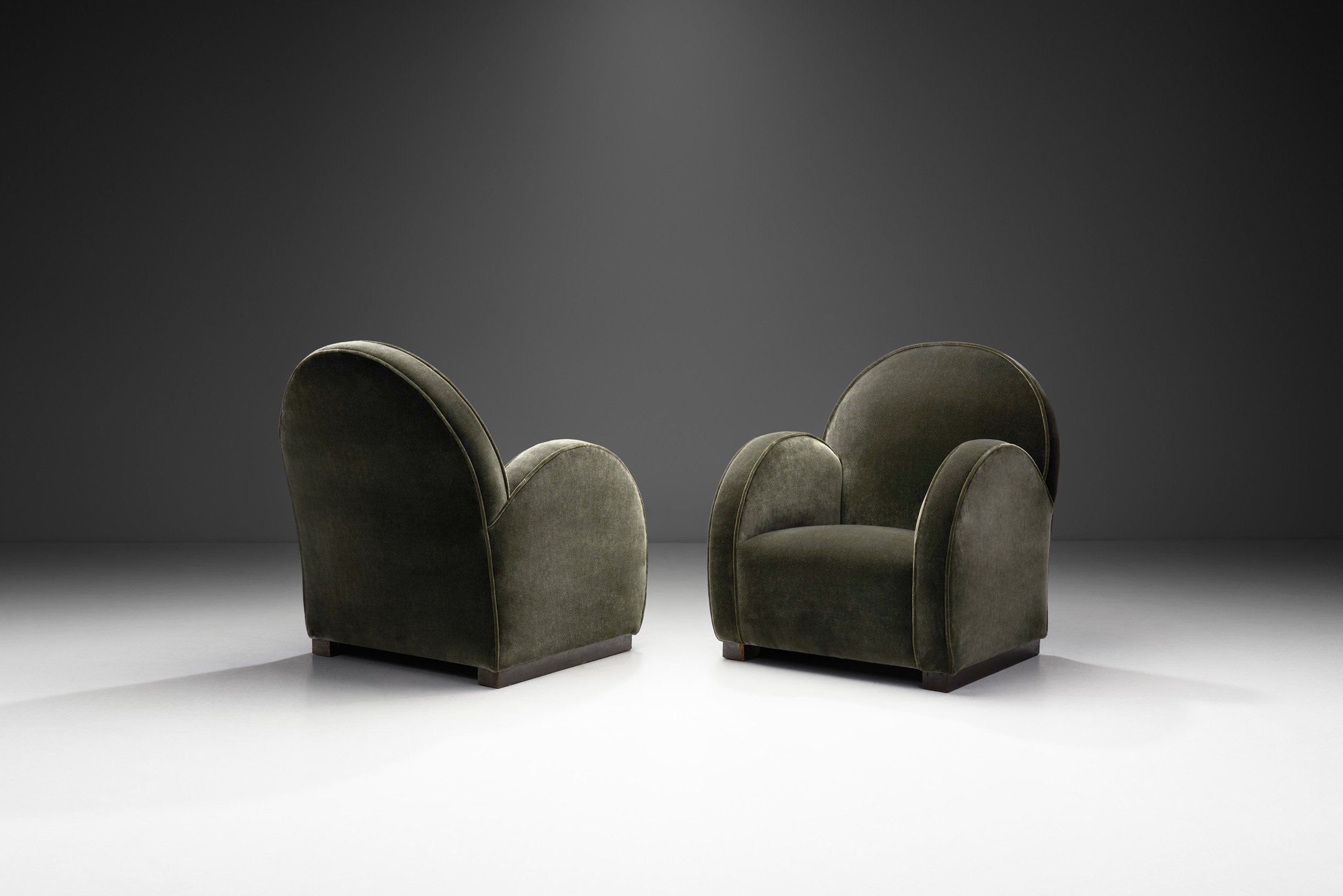 European Cabinetmaker Upholstered Armchairs, Europe ca 1940s (sold)