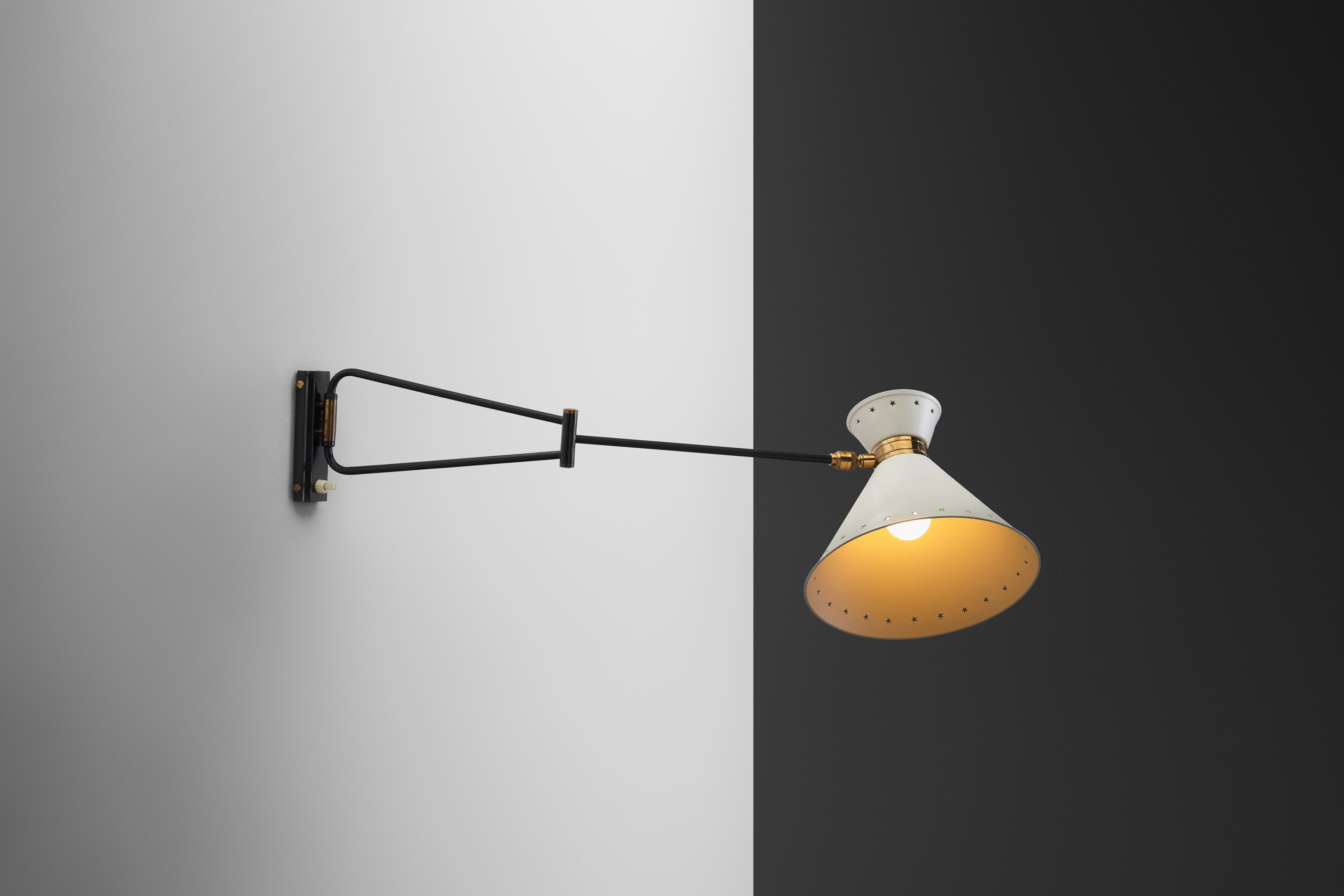 René Mathieu "Diabolo" Wall Lamp for Lunel, France 1950s
