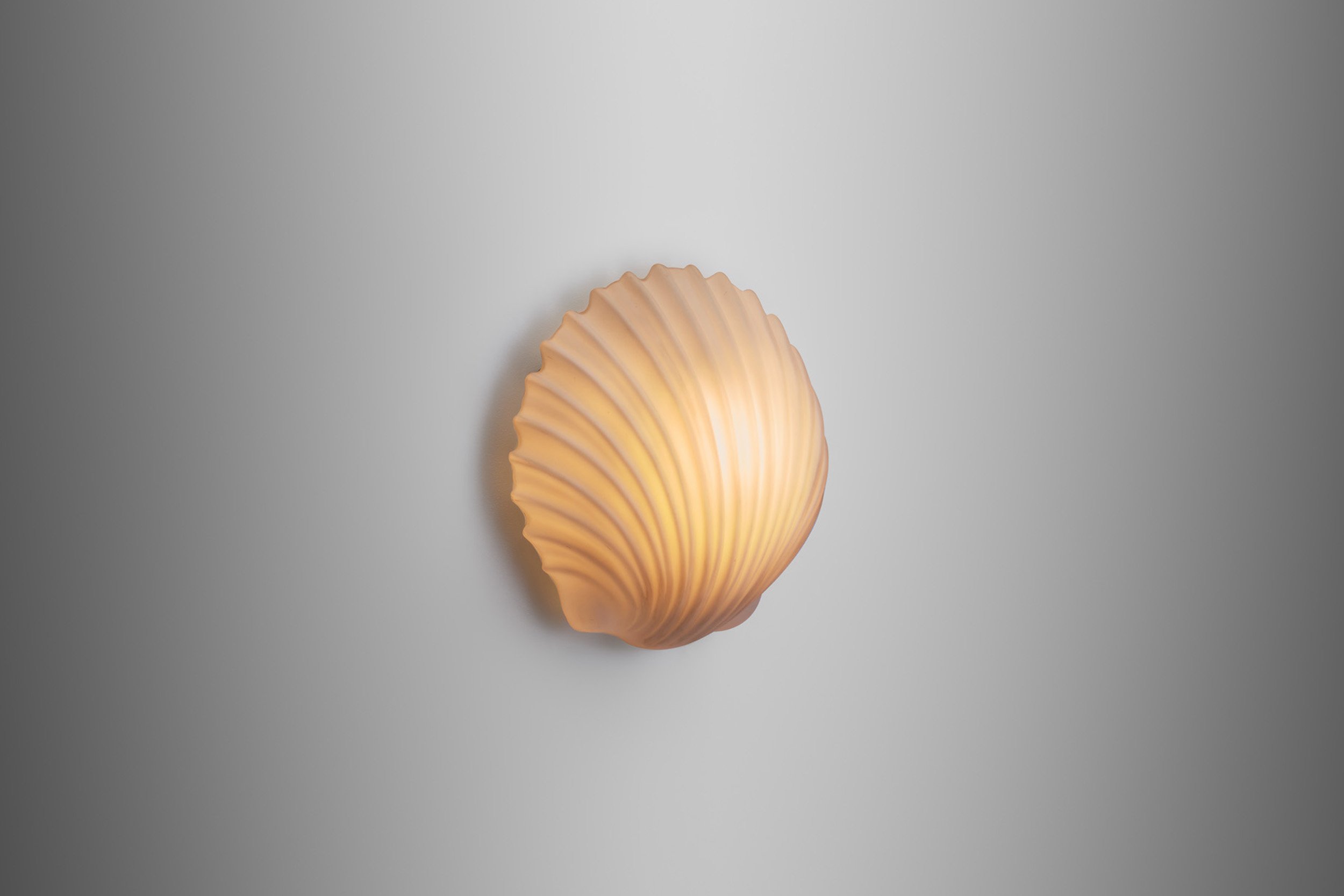 Large Opal Glass Seashell Wall Lamp by Glashütte Limburg, Germany 1970s