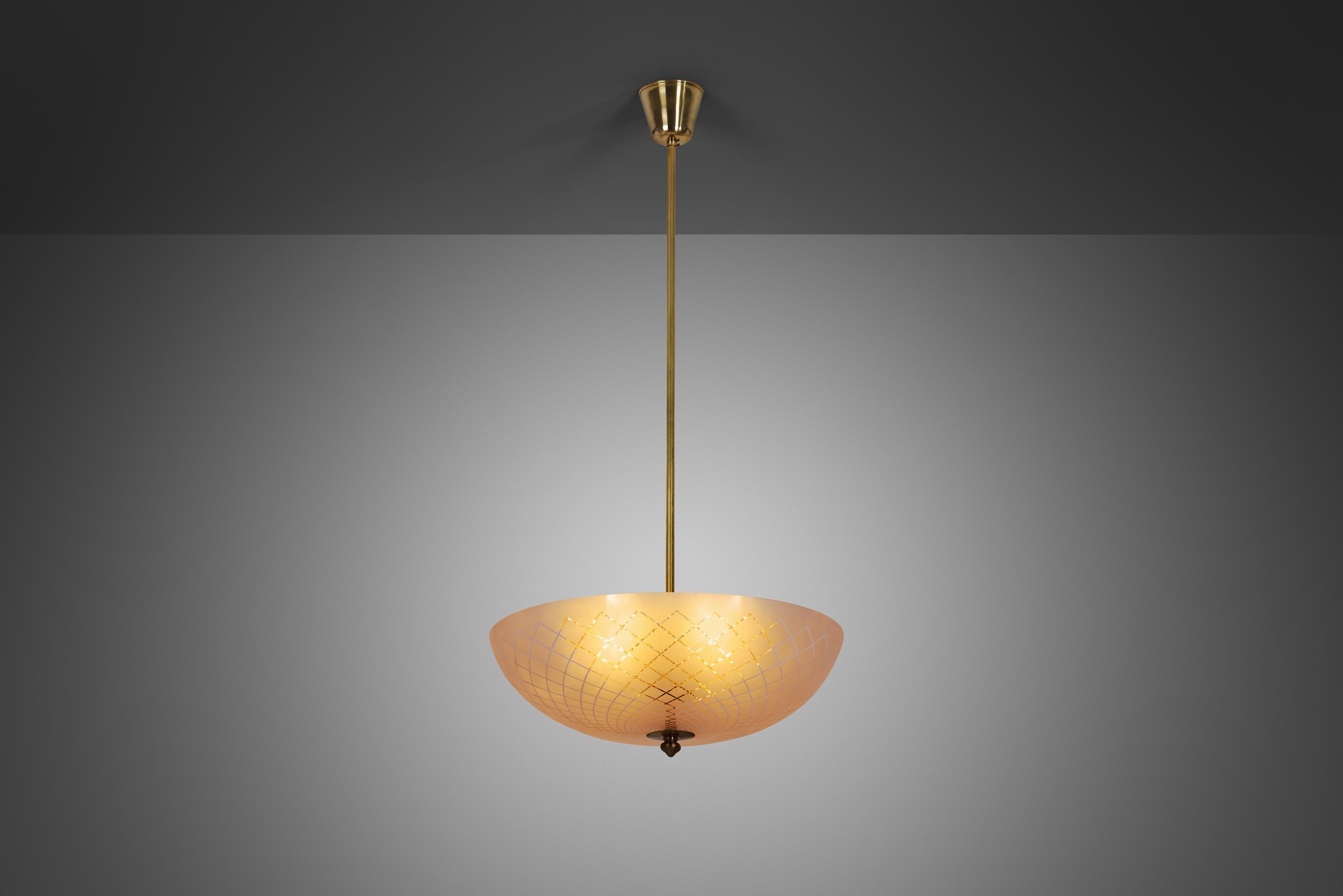 Swedish Modern Glass Ceiling Lamp by Orrefors, Sweden 1930s (sold)