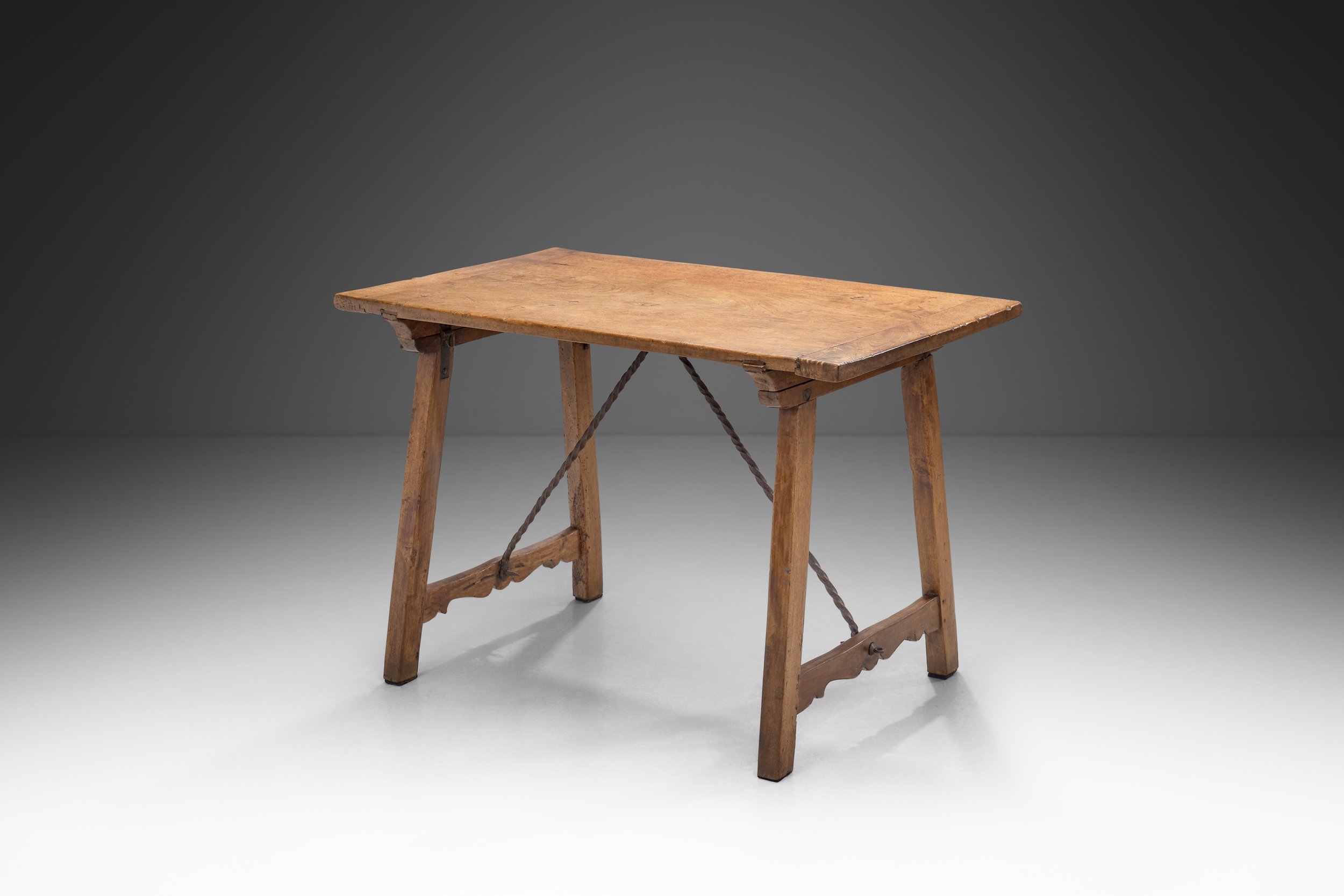 Spanish Walnut and Wrought Iron Table, Spain late 18th century (sold)