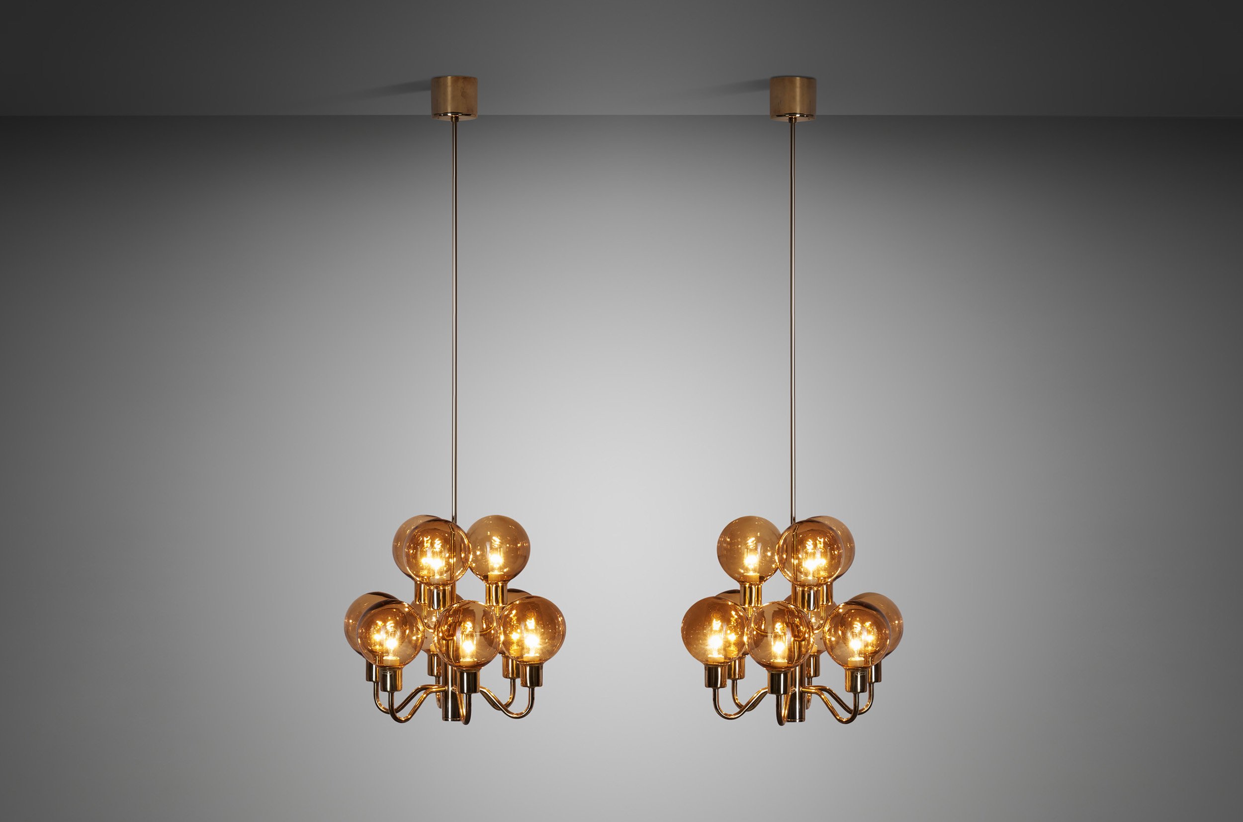 Pair of Hans-Agne Jakobsson Model "T716" Ceiling Lamps for Markaryd, Sweden 1960s
