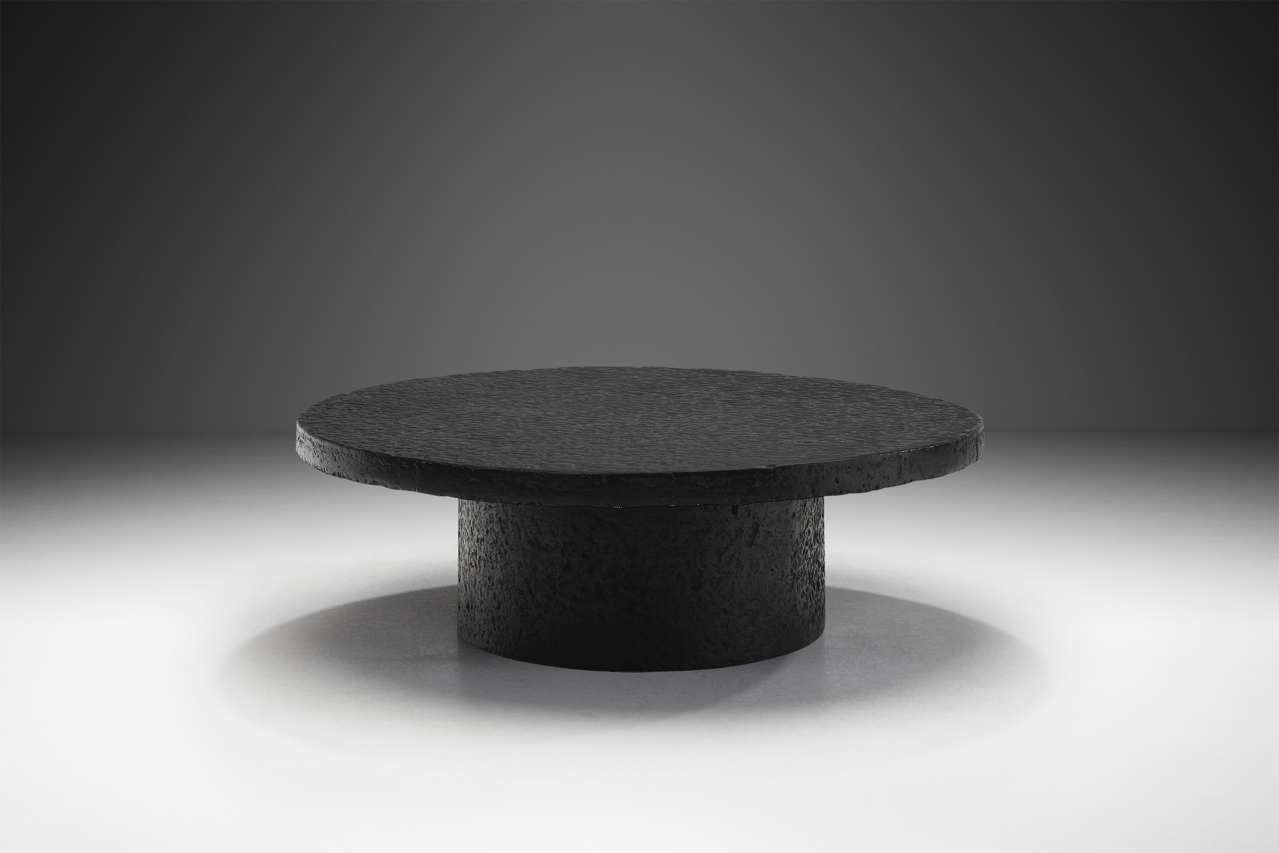 Black Resin Pedestal Table, Europe 1970s (sold)