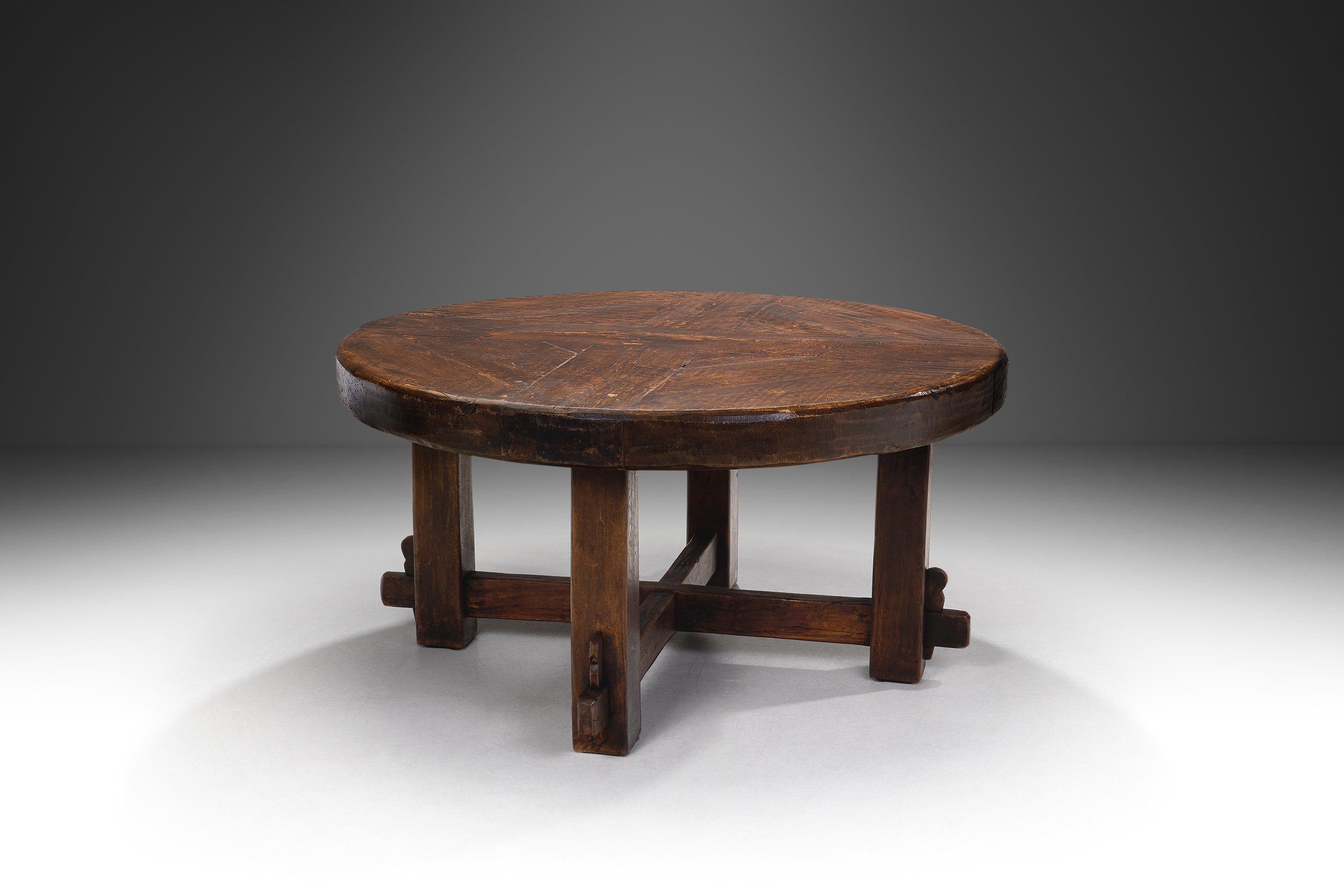 Mid-Century Modern Table with Cross Stretchers, Europe ca 1950s (sold)