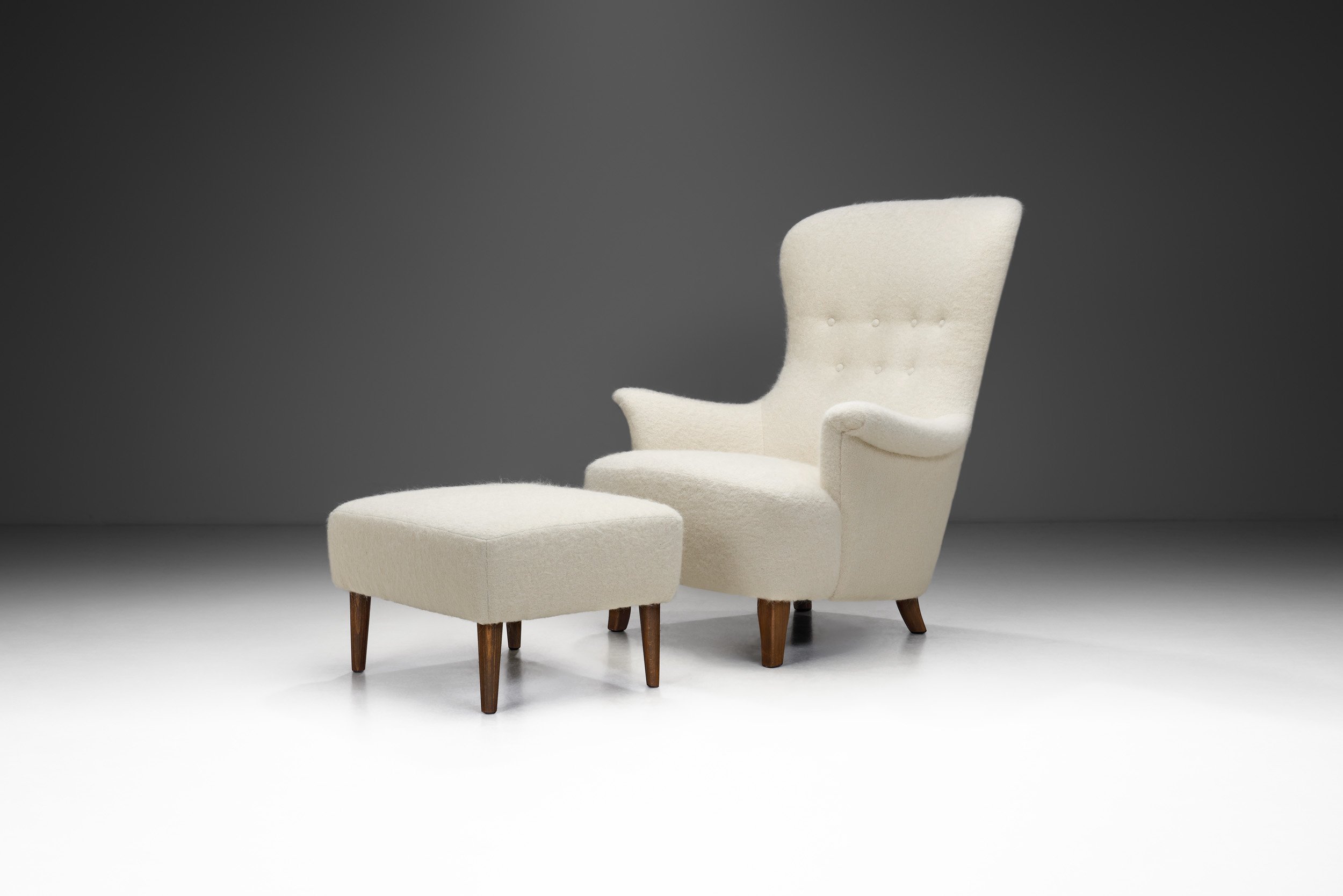 Carl Malmsten "Patron" Armchair with Footstool for O.H. Sjögren, Sweden 1950s (sold)