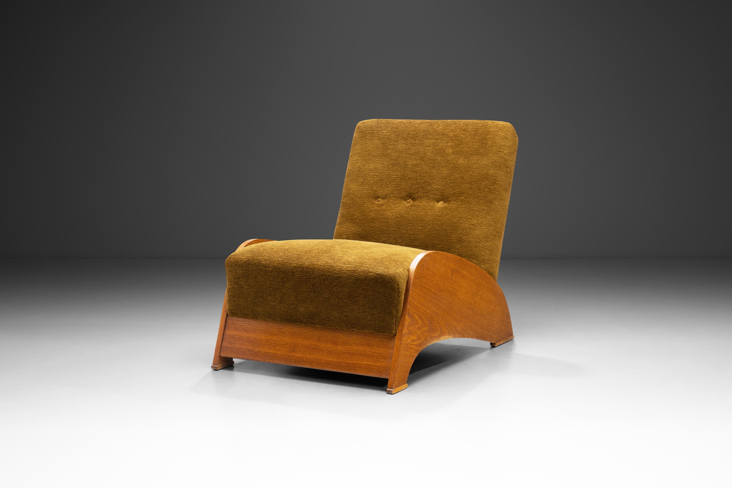 Sculptural European Modern Oak Lounge Chair, Europe 1960s (sold)