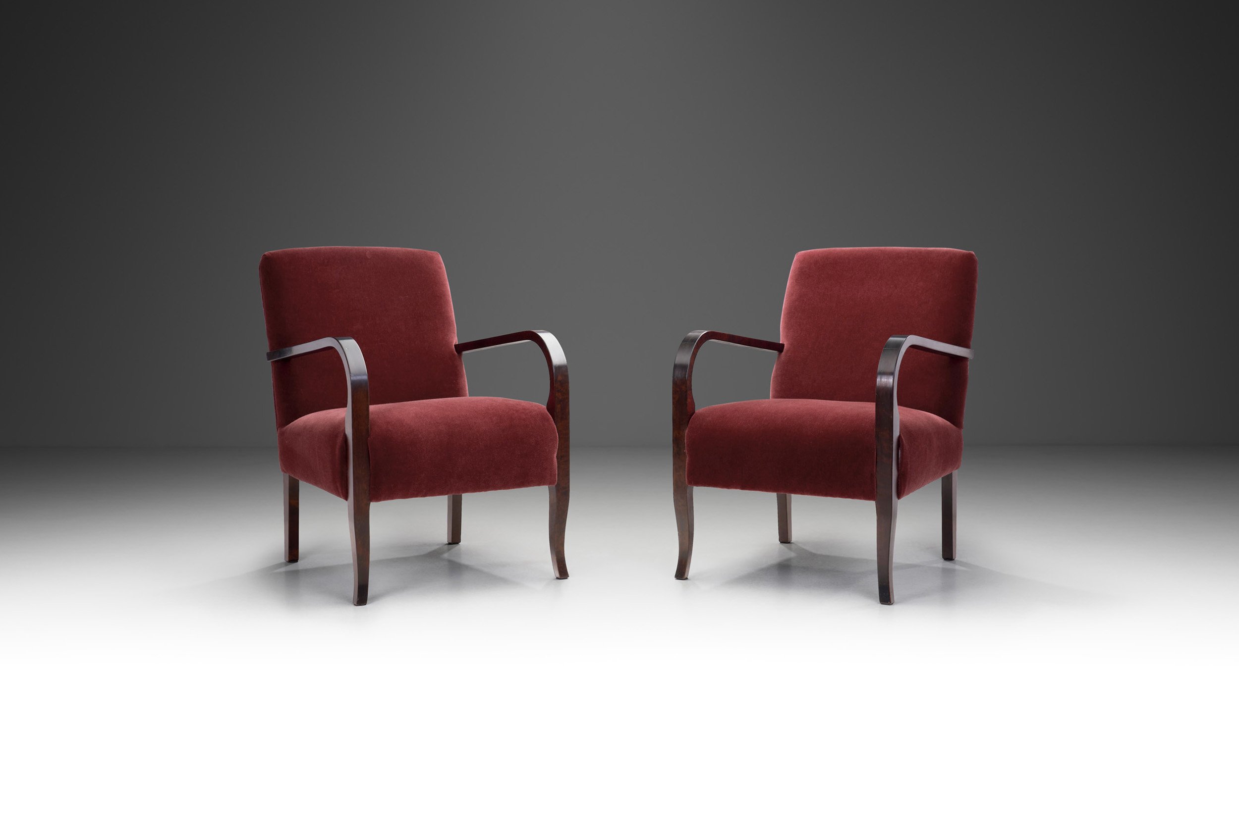 Upholstered Art Deco Armchairs with Birch Frames, Europe ca 1930s