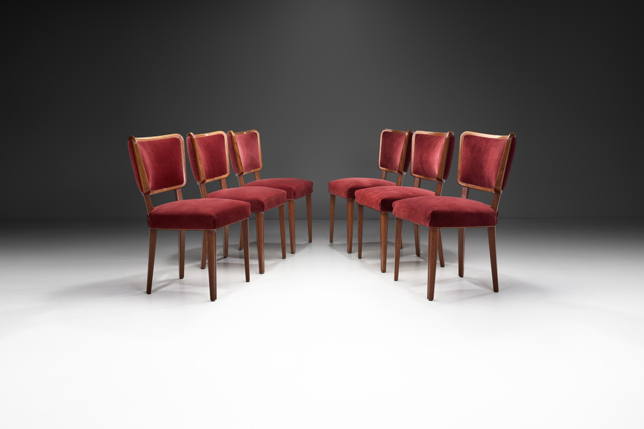 Set of Swedish Modern Upholstered Dining Chairs, Sweden 1950s (sold)