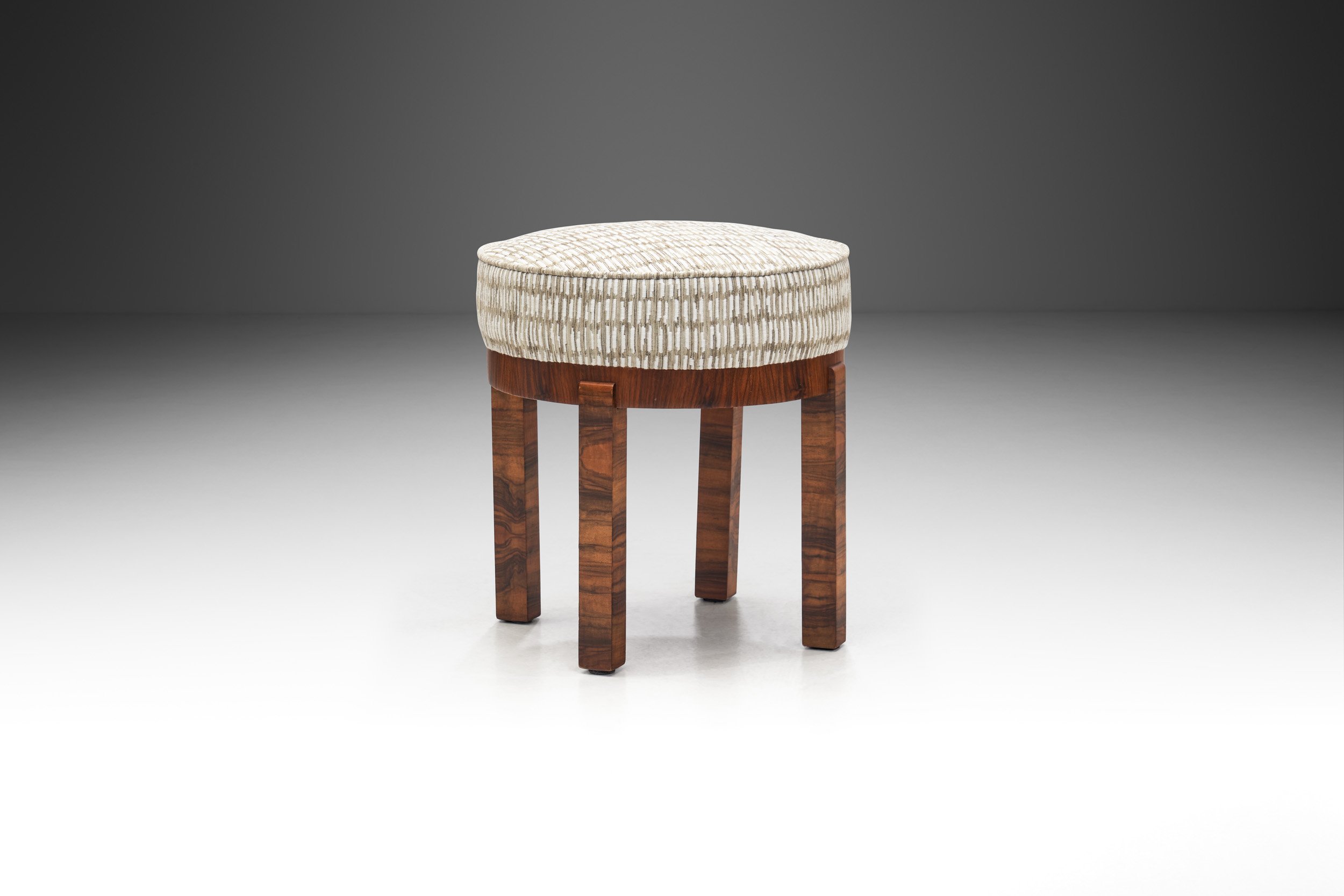 Art Deco Stool in Bookmatched Zebrawood, Europe 1930s (sold)