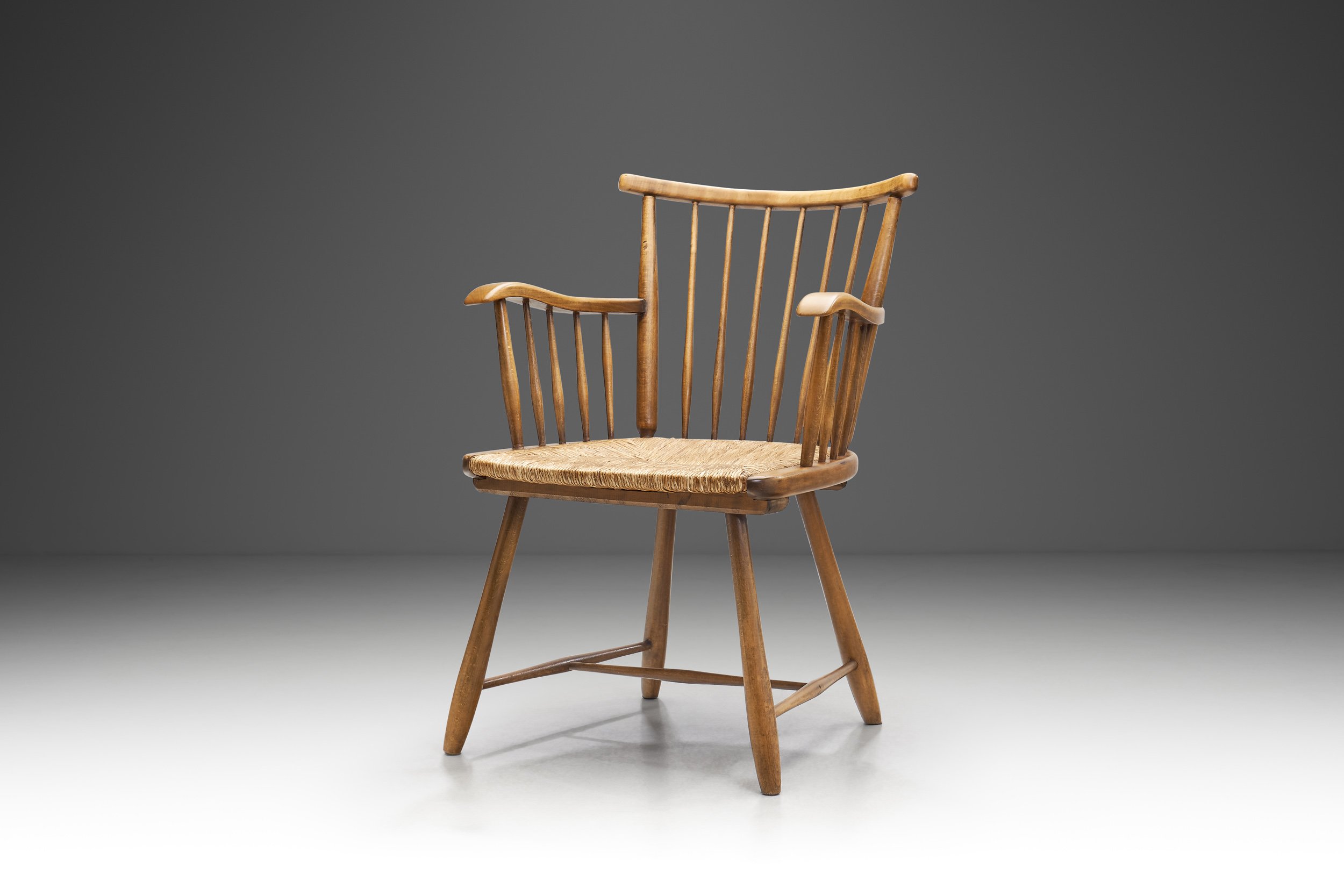 Beech and Reed Armchair by Arno Lambrecht for WK Möbel, Germany 1950s