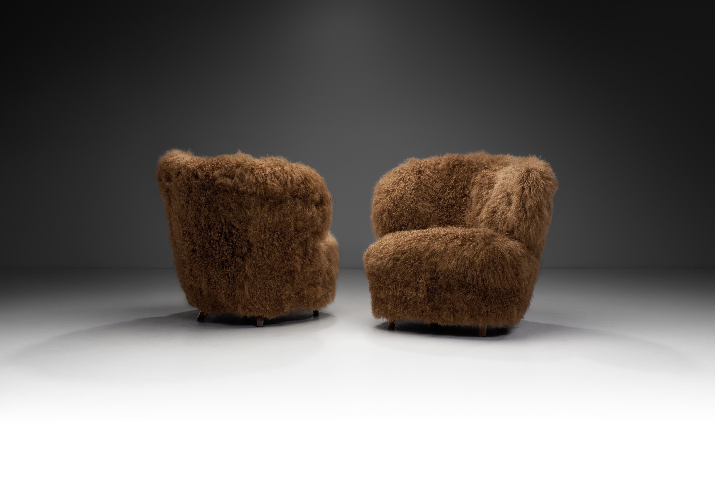Nordic Modern Lounge Chairs in Longhair Sheepskin, Finland ca 1950s