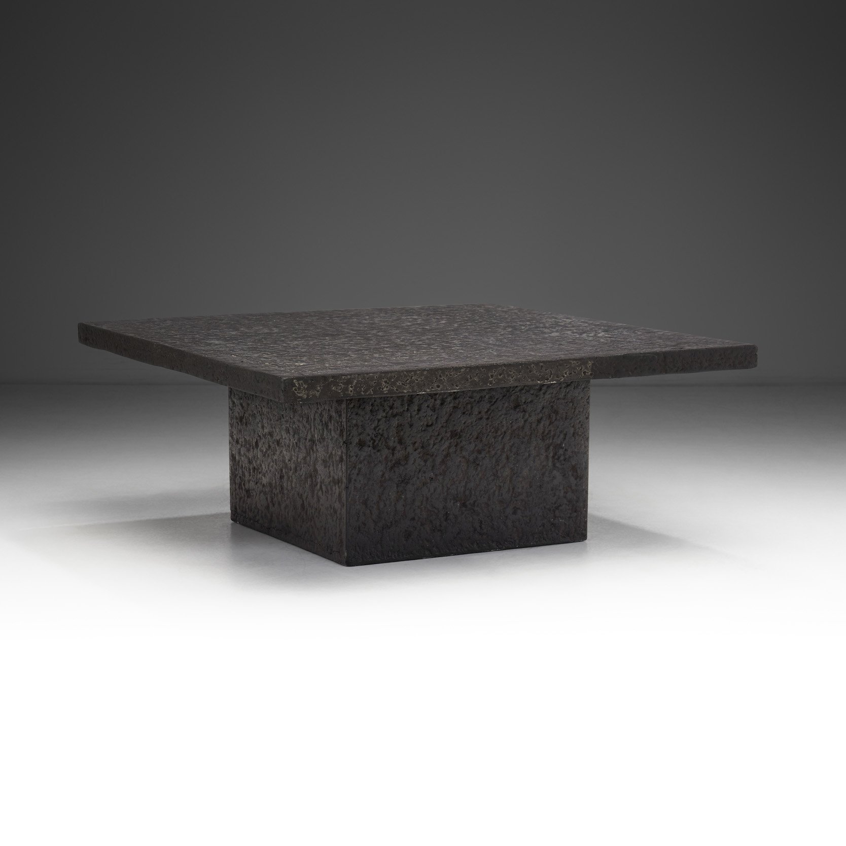 Brutalist Black Square Polychrome Coffee Table, Europe 20th Century (sold)