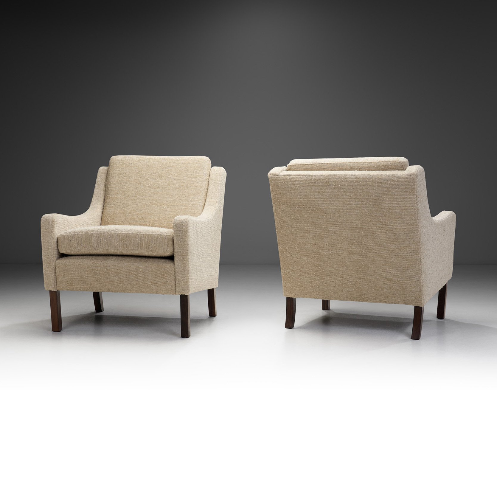 Set of Upholstered Solid Wood Mid-Century Armchairs, Europe 1960s