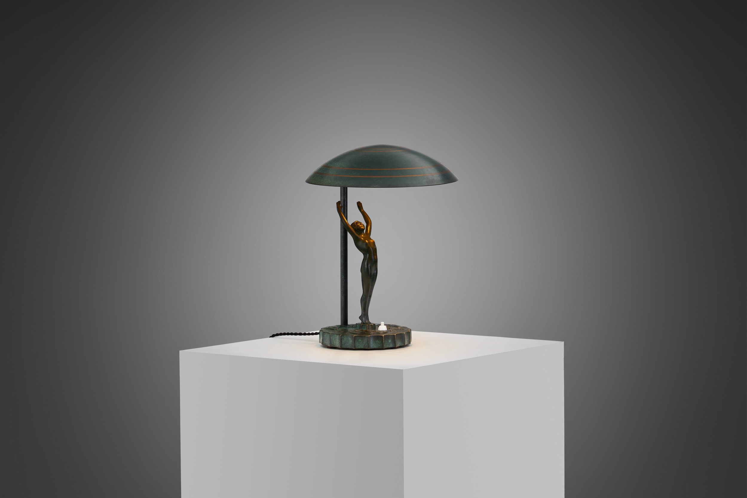 Bronze Art Deco Table Lamp, Europe  ca 1930s (sold)